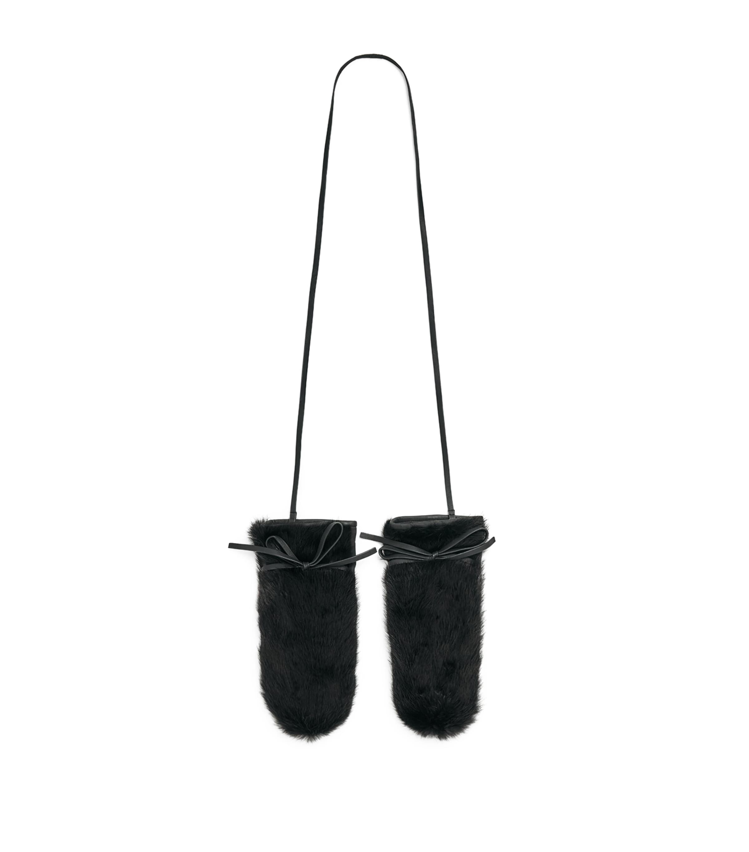 Shop Yves Salomon Mink Fur-leather Mittens In Black