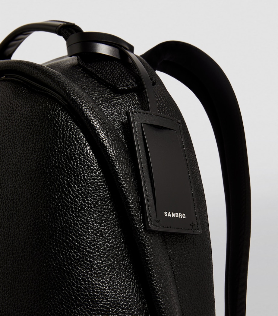 Leather-Trim Backpack BLACK Image 6