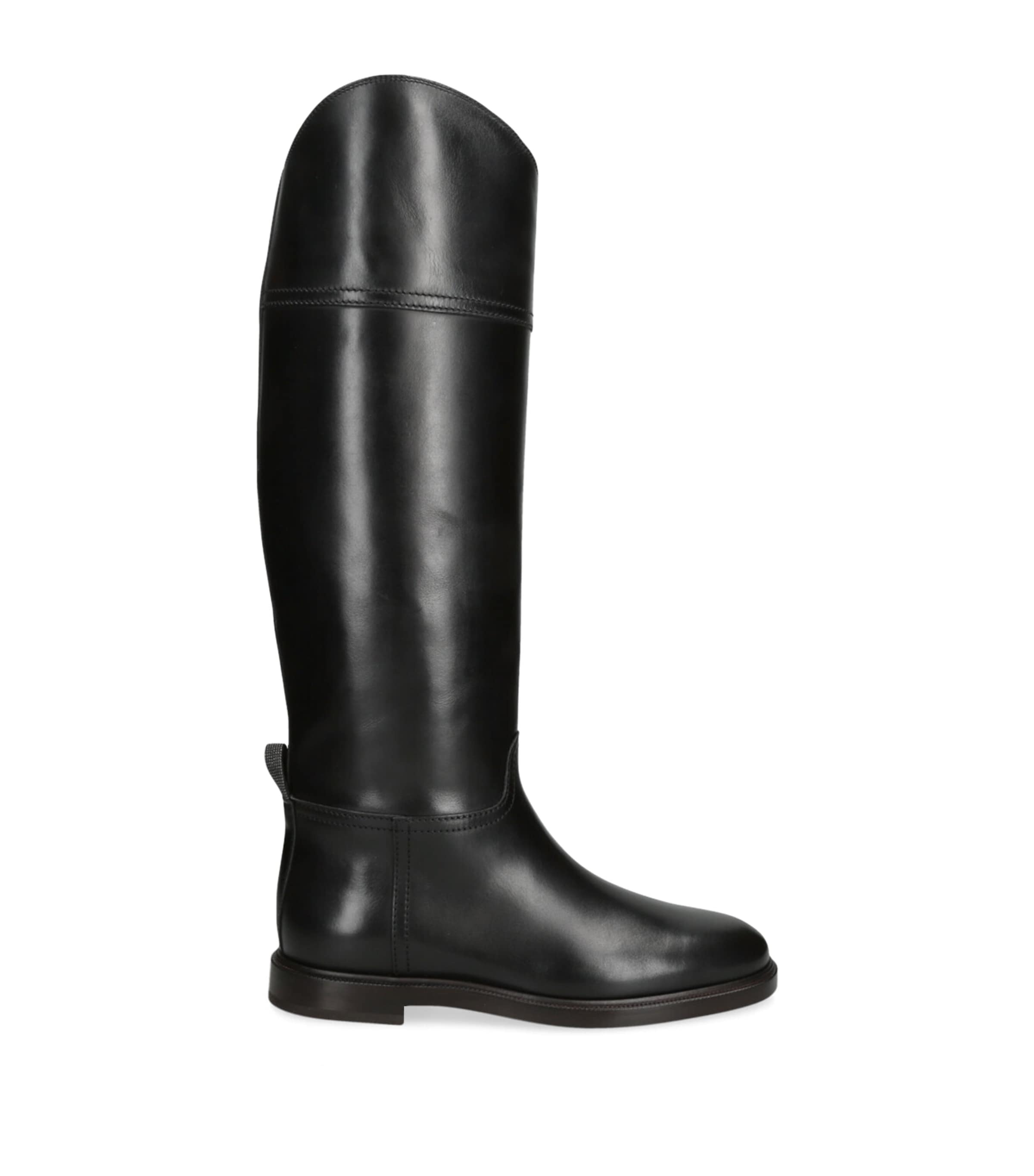 Brunello Cucinelli 20mm Leather Riding Boots In Gold