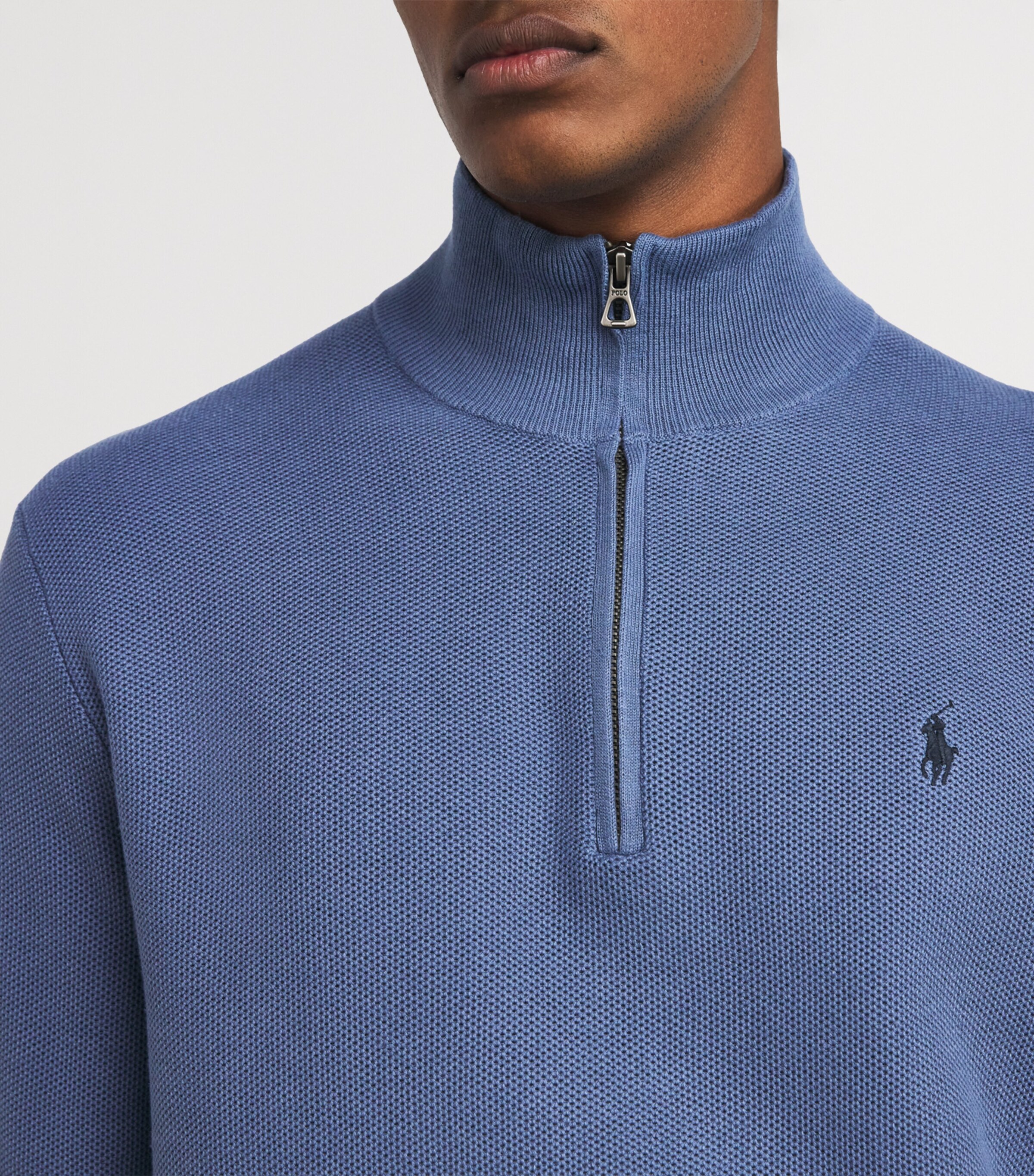 Cotton Quarter-Zip Sweatshirt BLUE Image 6