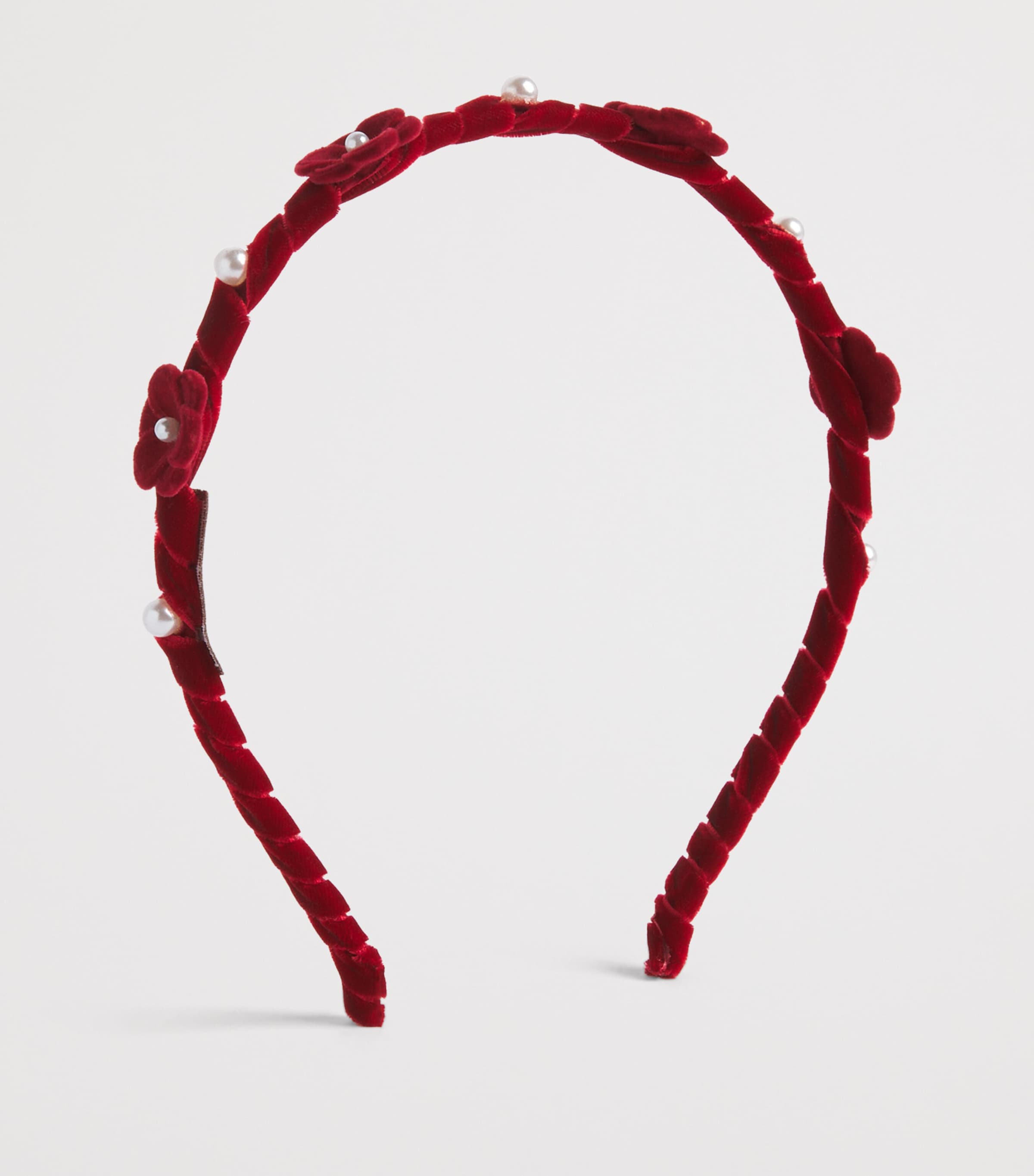 Monnalisa Velvet Flower-Detail Headband Rubino Image 2