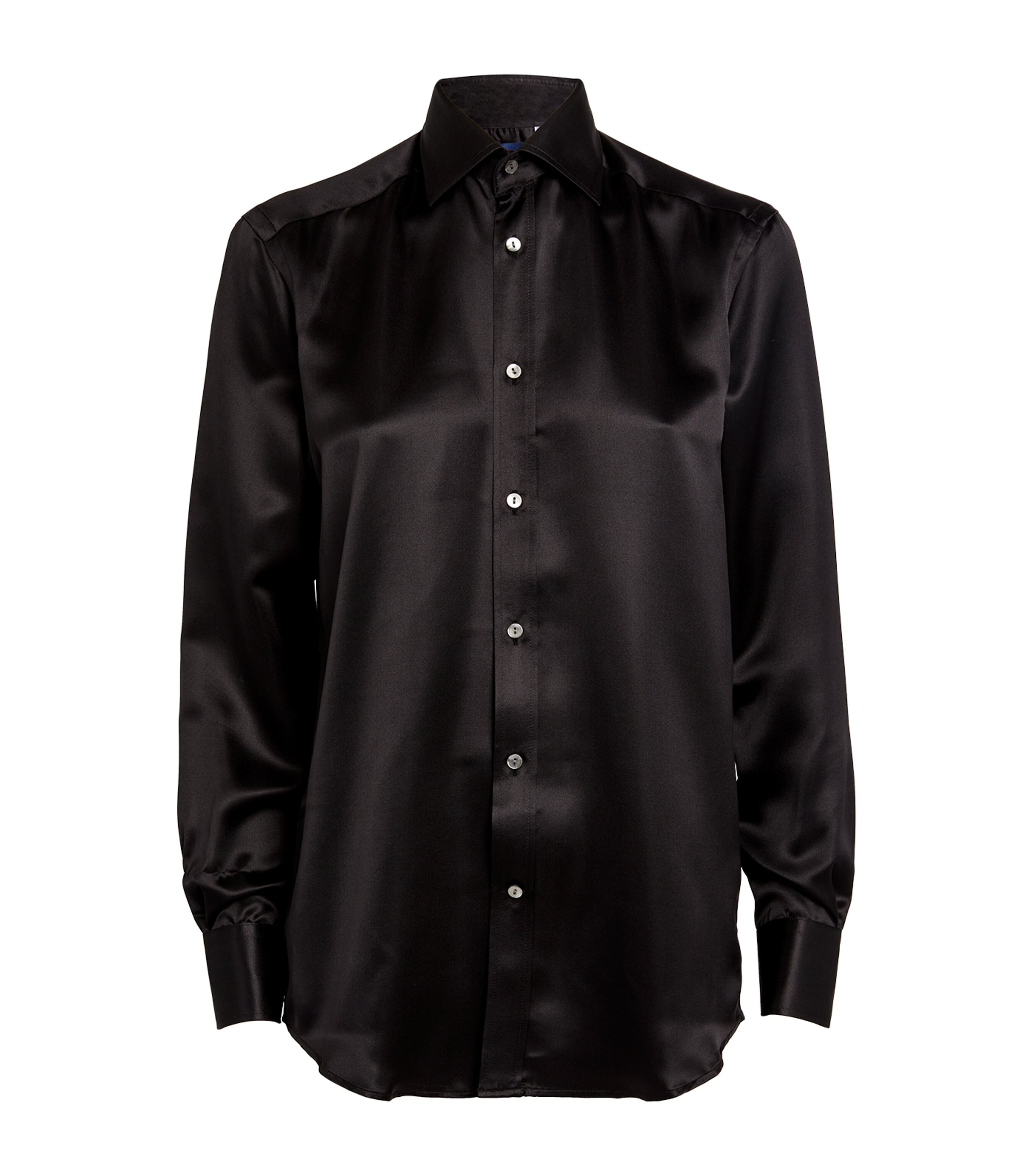 Shop With Nothing Underneath Silk The Boyfriend Shirt In Black