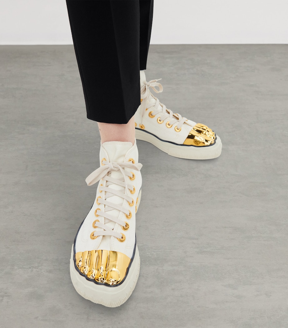 Schiaparelli Cotton Trompe-l'Oeil Sneakers Ecru Image 2