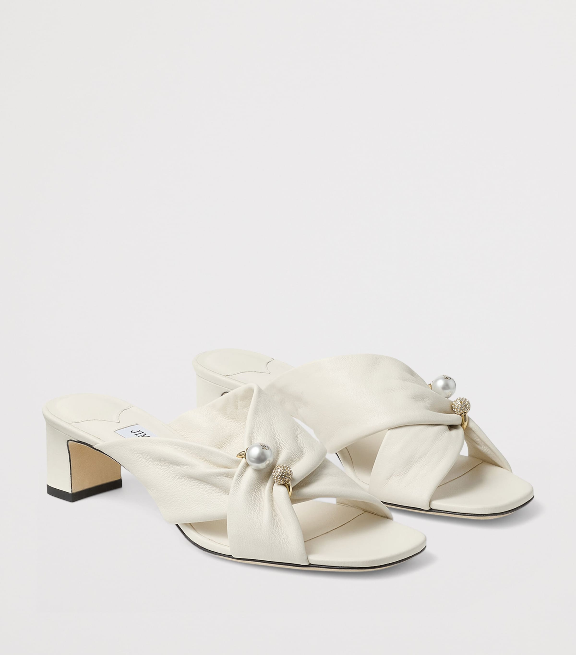 Jimmy Choo Rafi 45 Leather Heeled Mules Latte Image 3