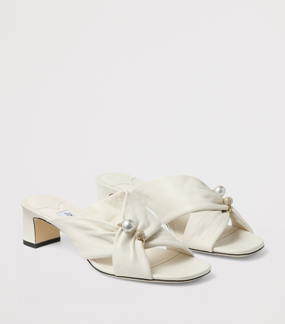 Jimmy Choo Rafi 45 Leather Heeled Mules Latte Image 3