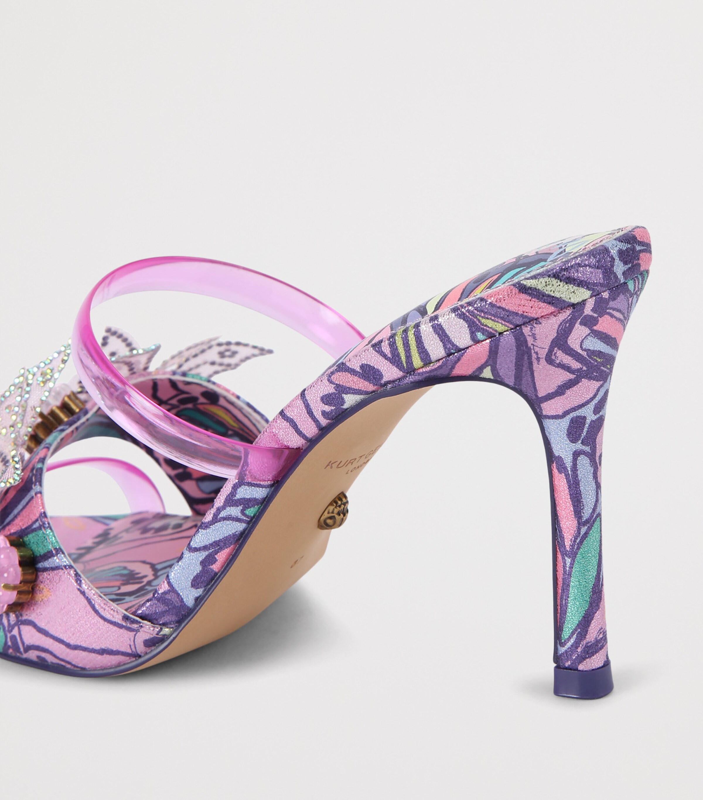 Kurt Geiger London Butterfly Heeled Mules Lilac Image 3