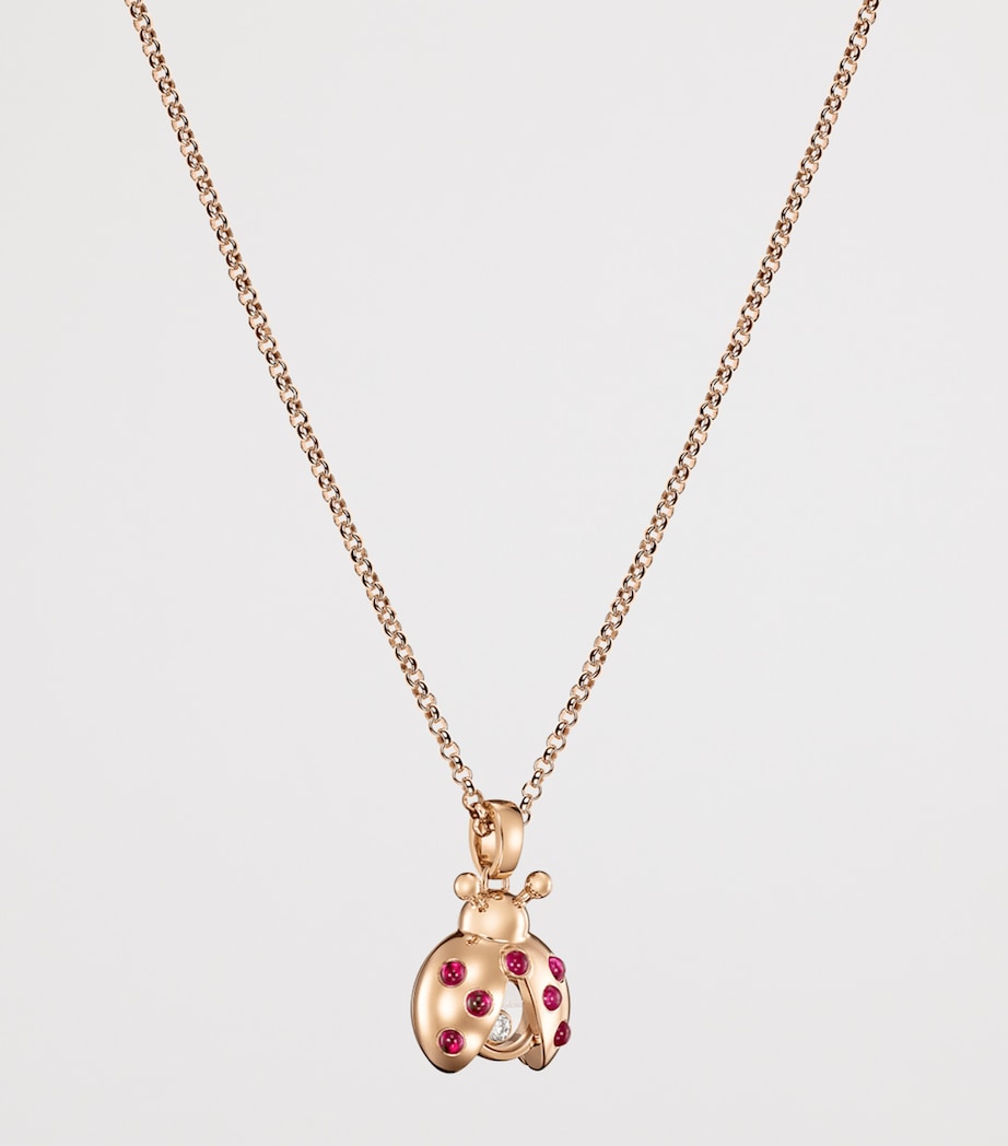Rose Gold, Diamond and Ruby Happy Diamonds Ladybird Necklace 18K ROSE GOLD Image 3