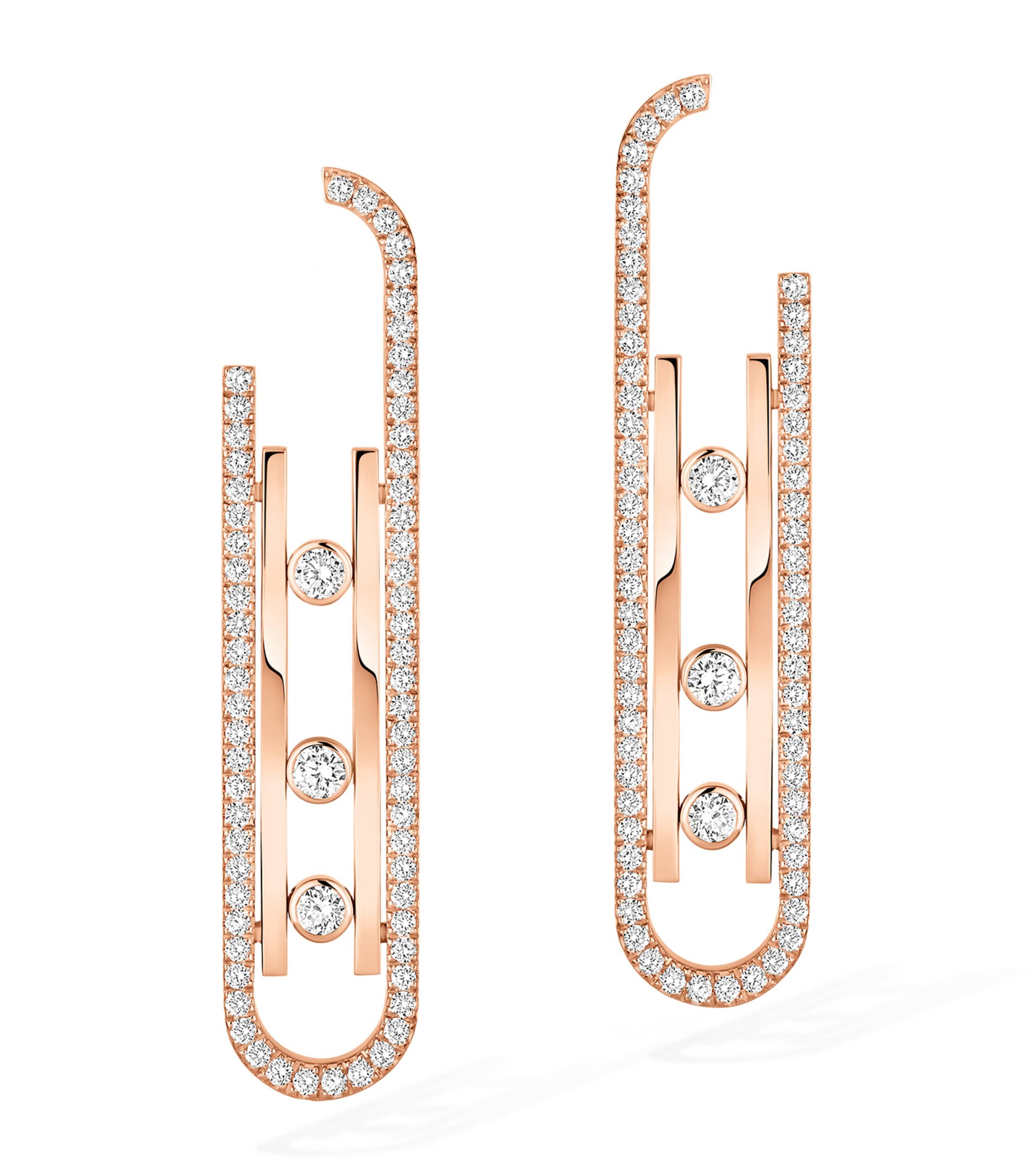 Messika Move 10th Birthday Rose Gold and Diamond Move Earrings (1.00ct) Pink Gold Image 1