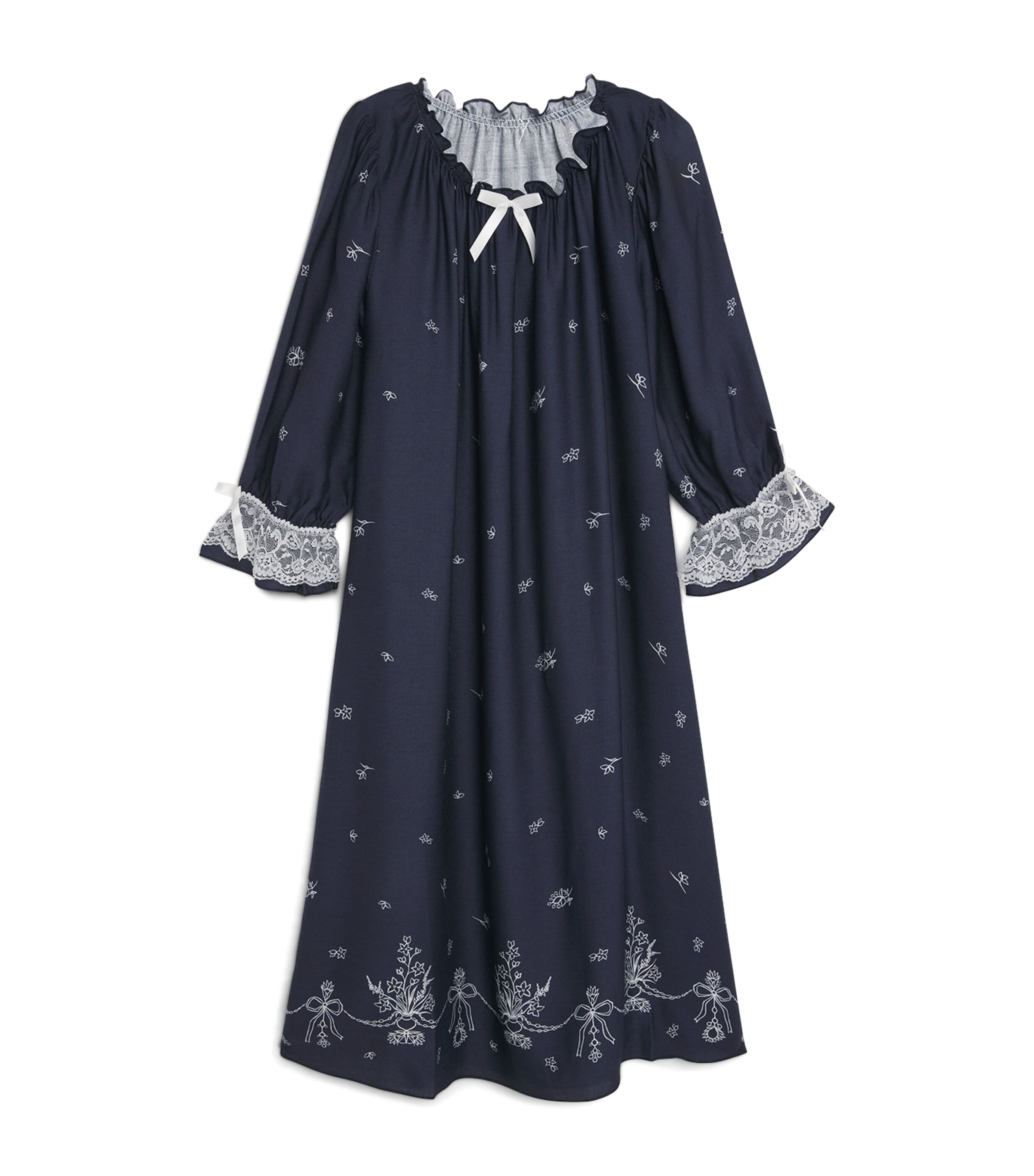 Printed Ruffled Victoria Nightdress (2-12 Years) NAVY Image 1