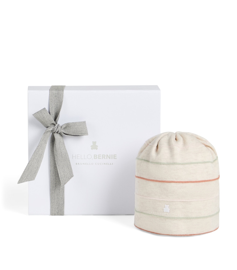 Brunello Cucinelli Kids Cotton Stripe Baby Bernie Beanie Image 1