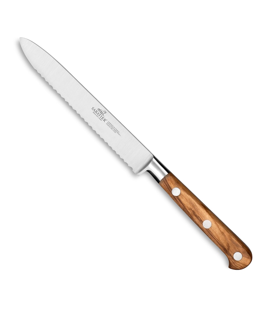 Stainless Steel Provencao Serrated Utility Knife (12cm) OLIVE WOOD Image 1