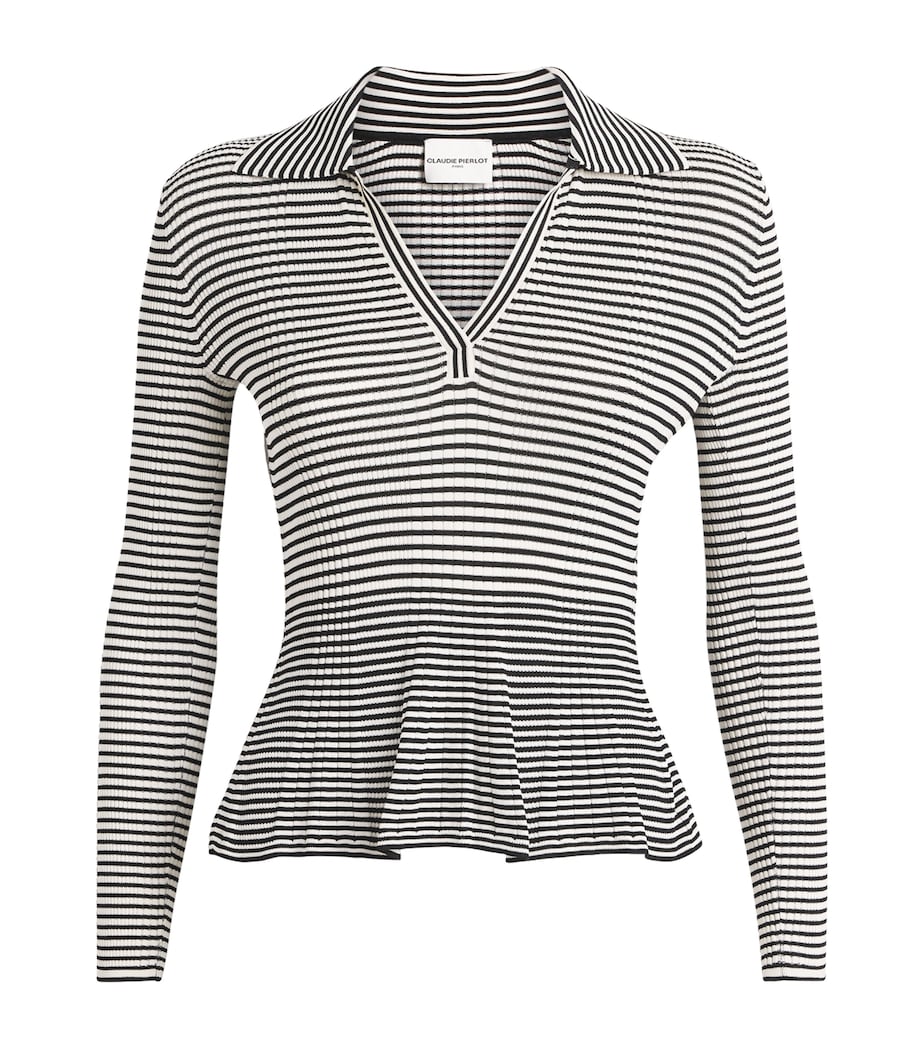 Knitted Open-Collar Polo Shirt DUAL-COLOR Image 1