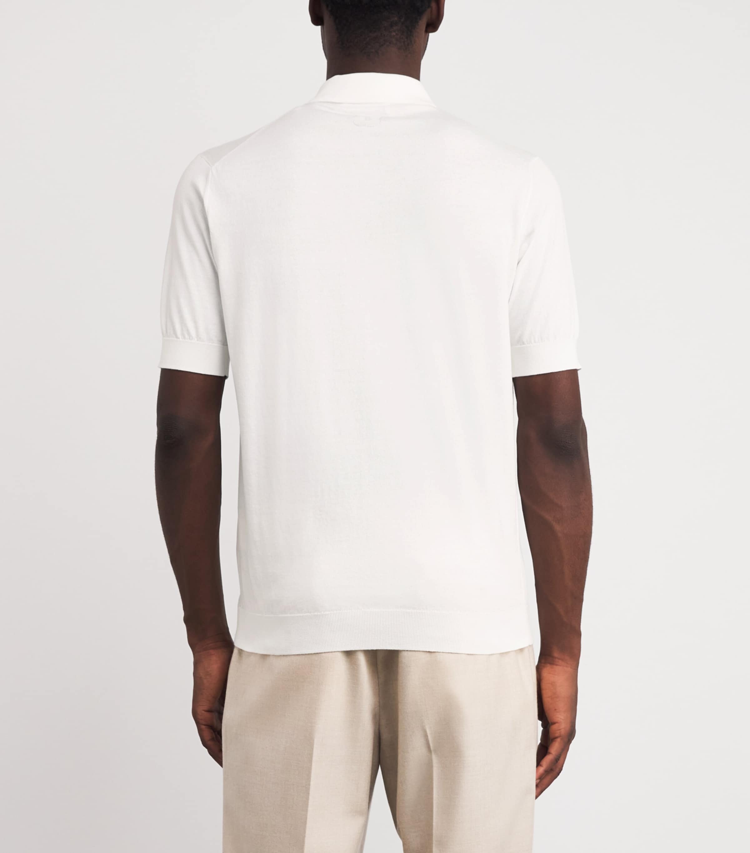 Cotton Knit Polo Shirt 100 WHITE Image 4