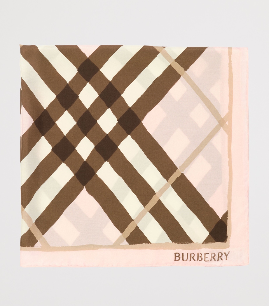 Burberry Silk Watercolour Check Scarf Bow Pink Ip Check Image 5