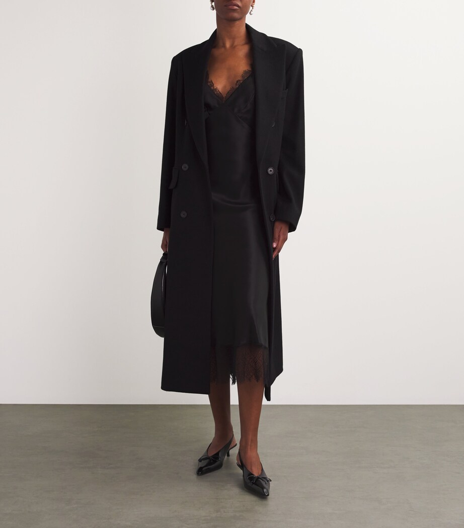 Silk Lace Midi Dress BLACK Image 2