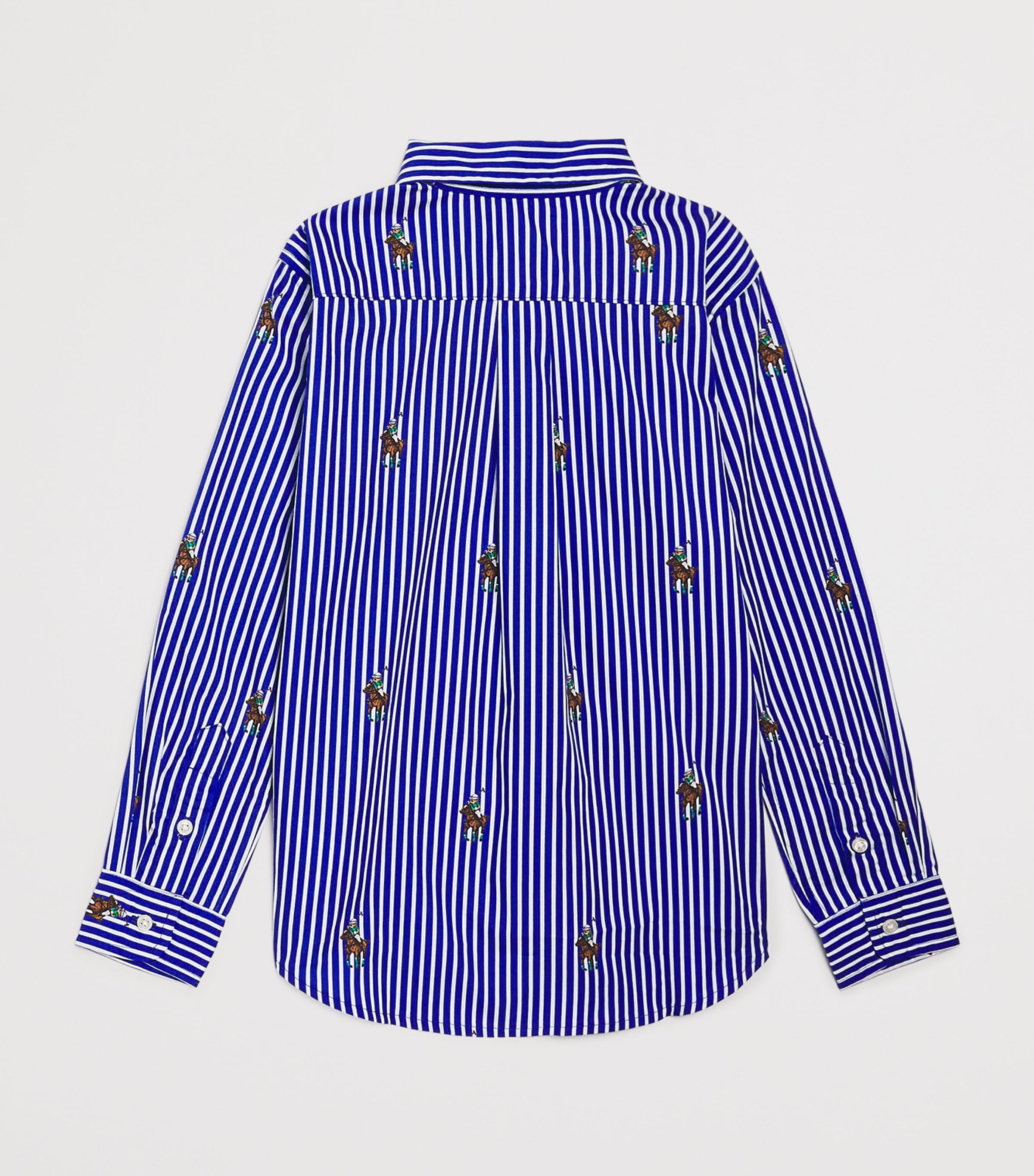 Cotton Stripe Polo Bear Shirt (7-14 Years) EQBEAR Image 2