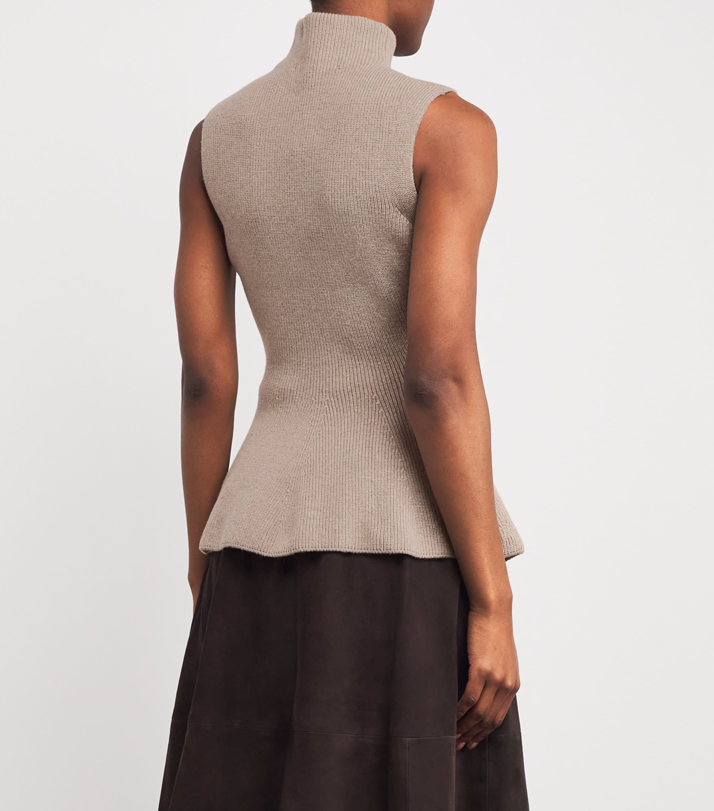 Róhe Black Wool-Cashmere Sleeveless Peplum Top | Harrods US