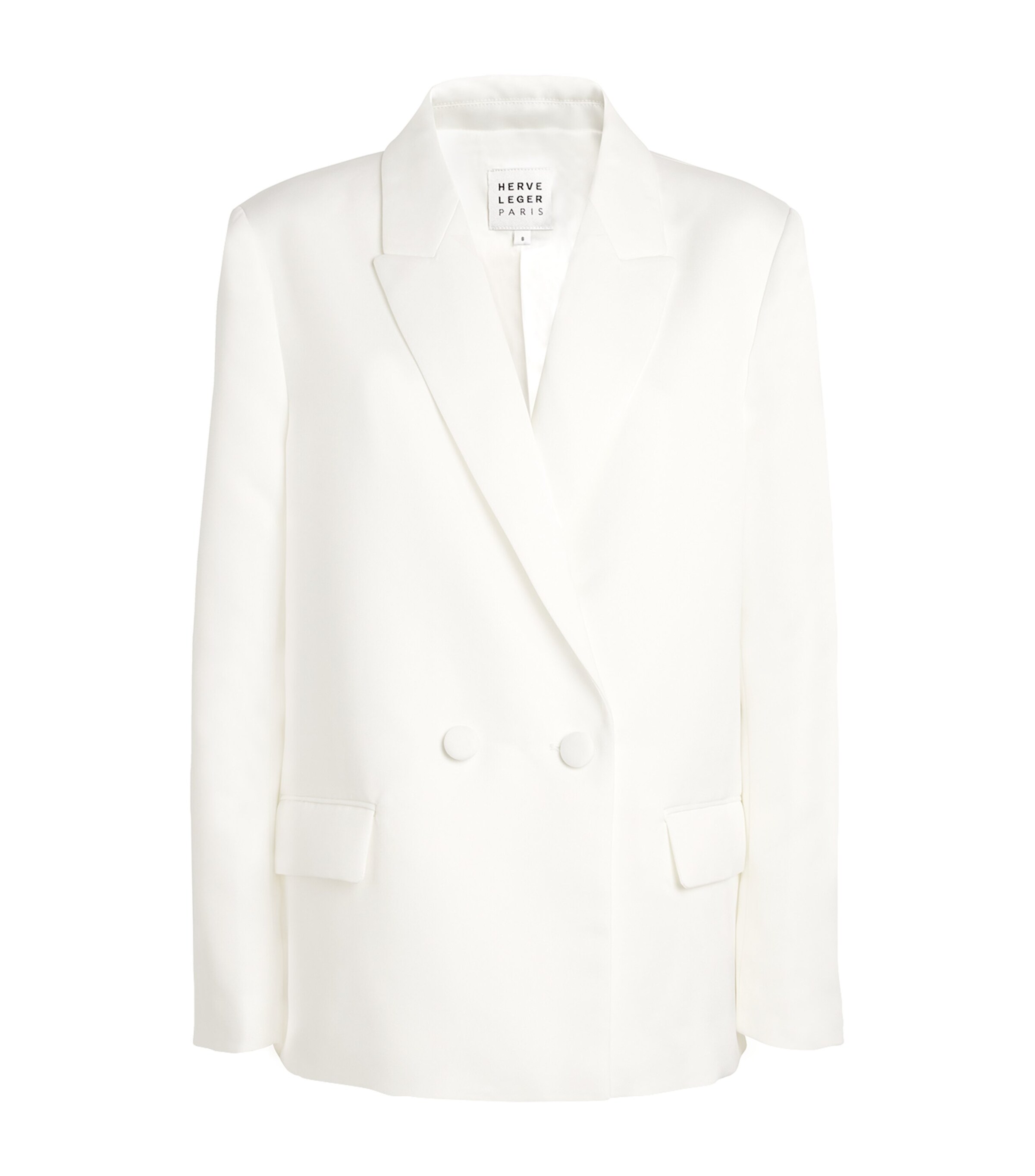 Herve Leger Women's Pim Satin Double-breasted Blazer In White
