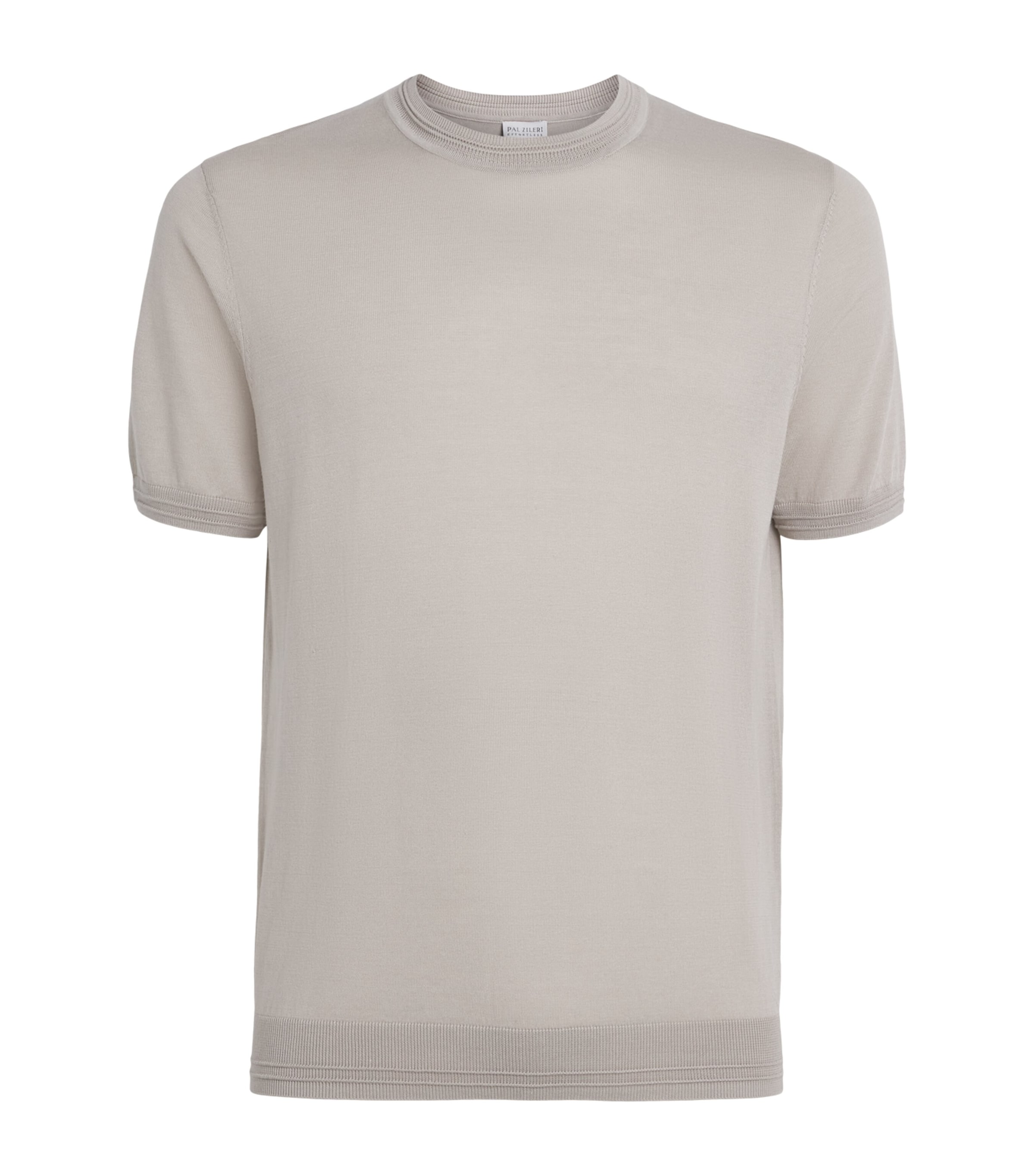 Pal Zileri Mens Knitted T-Shirt Light Grey Image 1