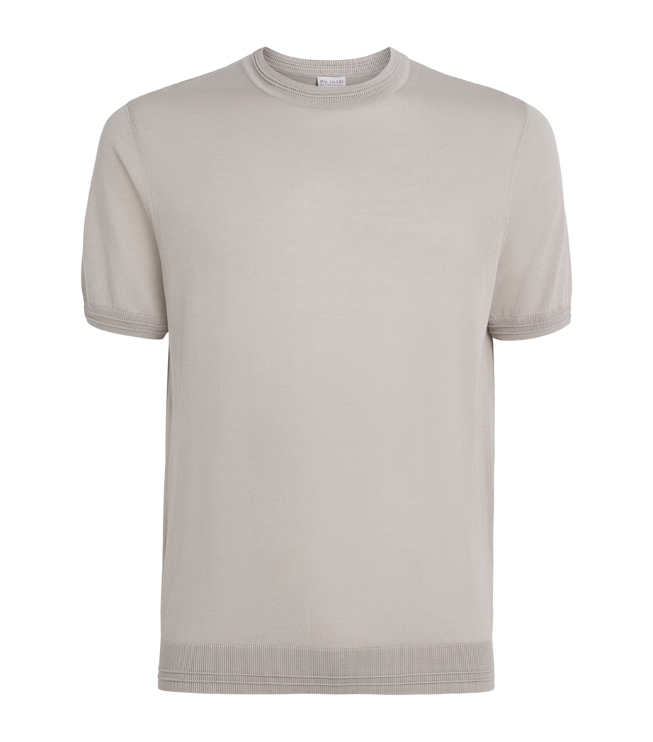 Pal Zileri Mens Knitted T-Shirt Light Grey Image 1