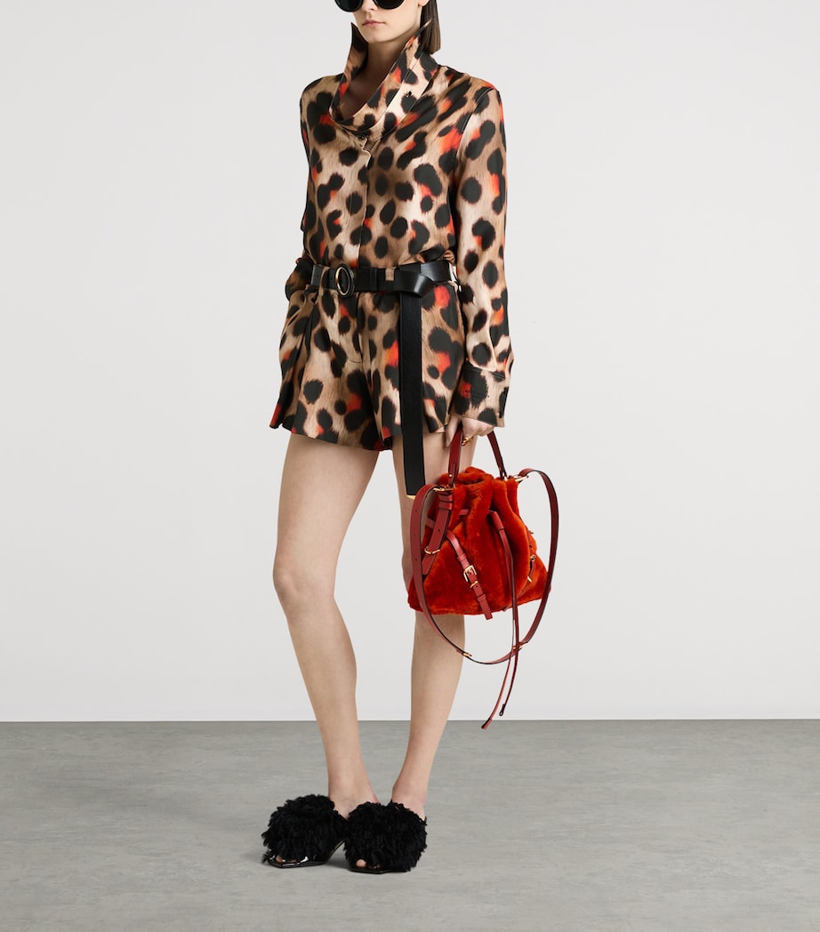 Givenchy Womens Silk Leopard Pleated Shorts Image 2