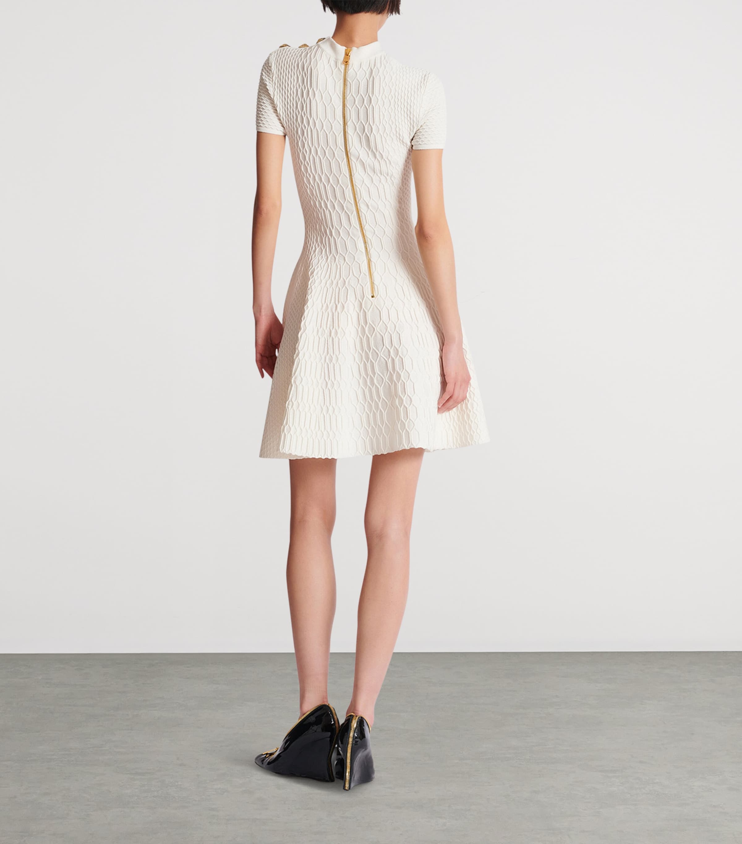 Geometric Jacquard Mini Dress 0KA NATUREL Image 3