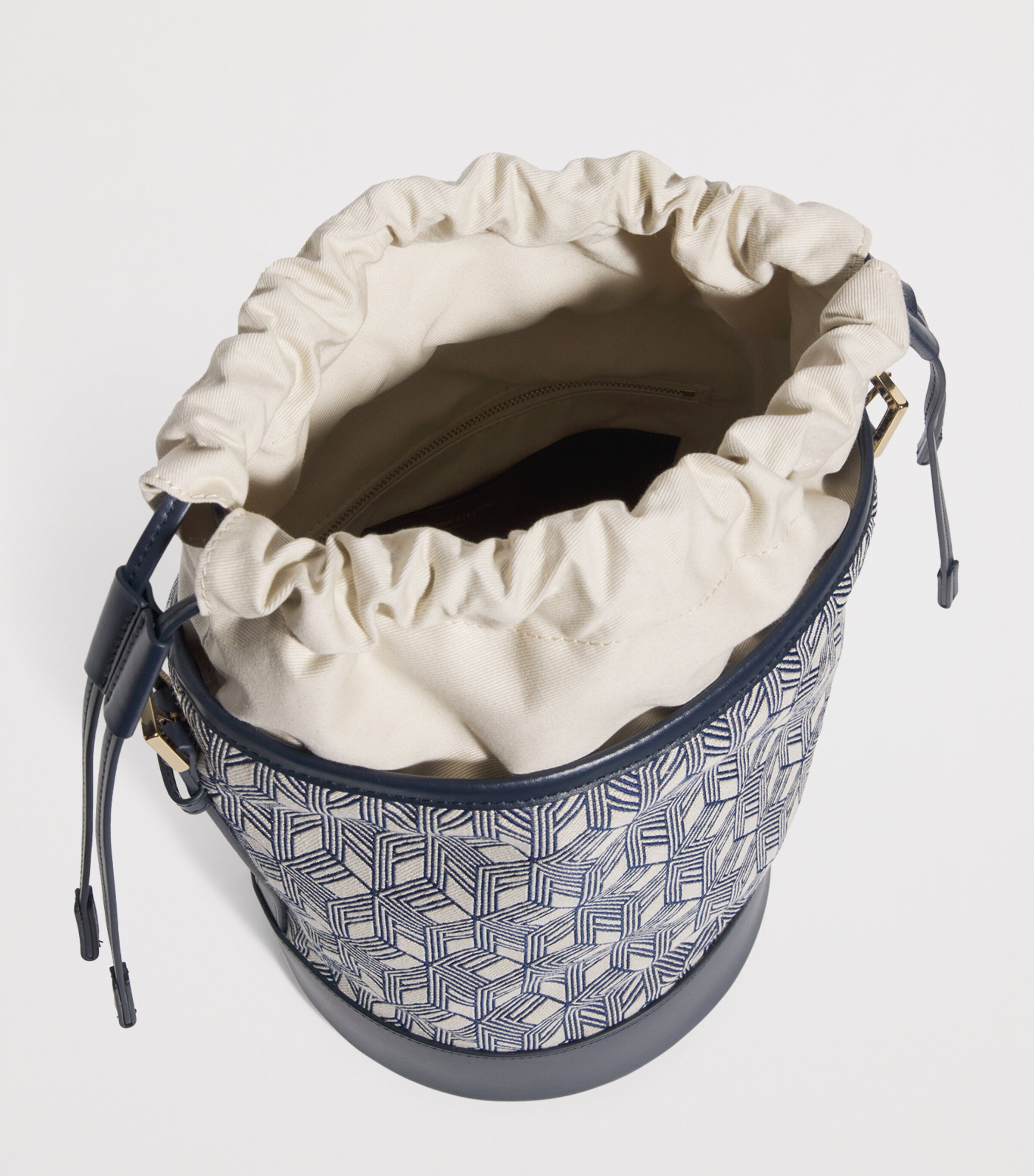 Fabiana Filippi Womens Mini Leather-Trim Monogram Bucket Bag Blu Image 4