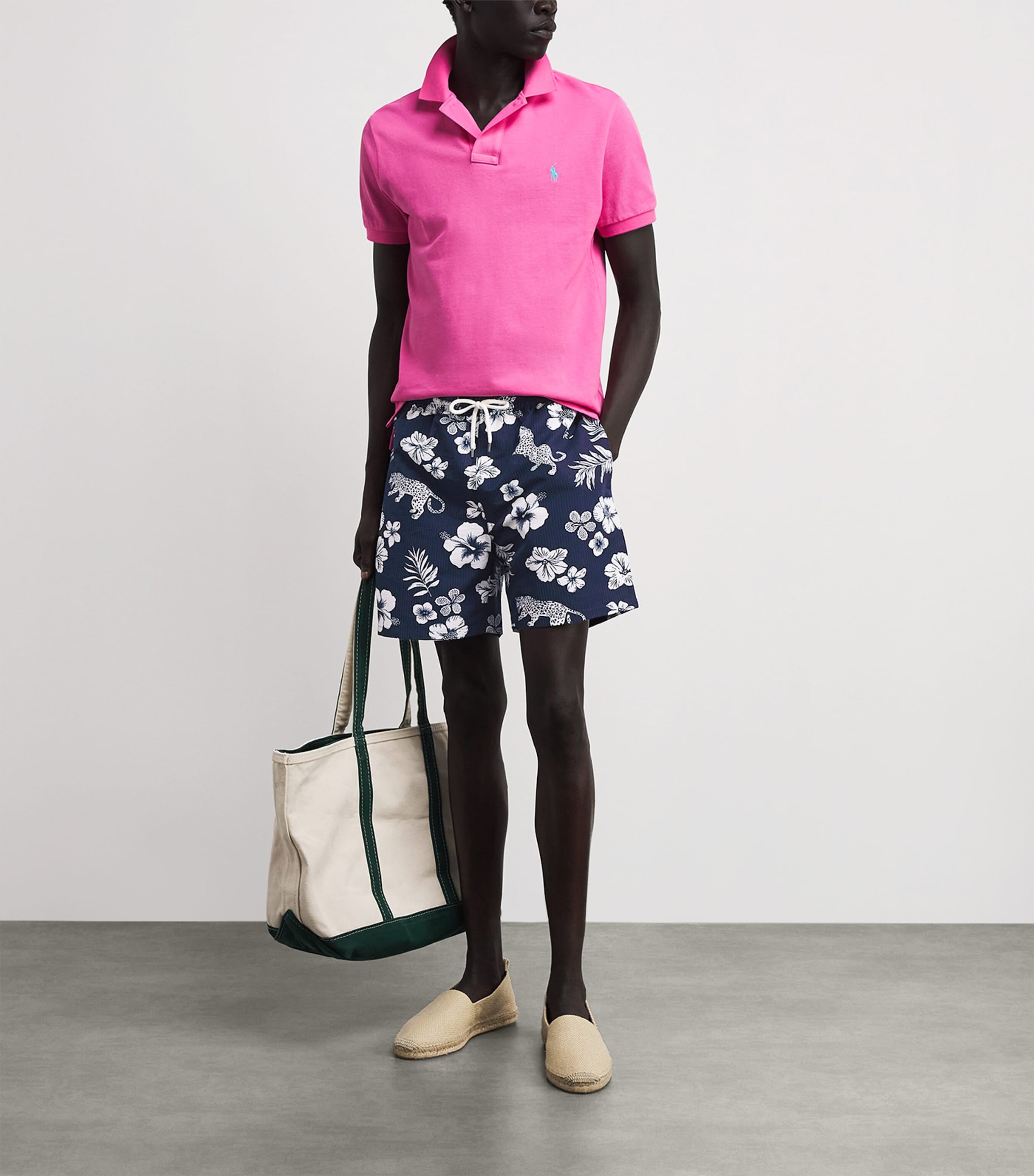 Polo Ralph Lauren Mens Seersucker Printed Traveller Swim shorts Jaguar Tropical Image 2