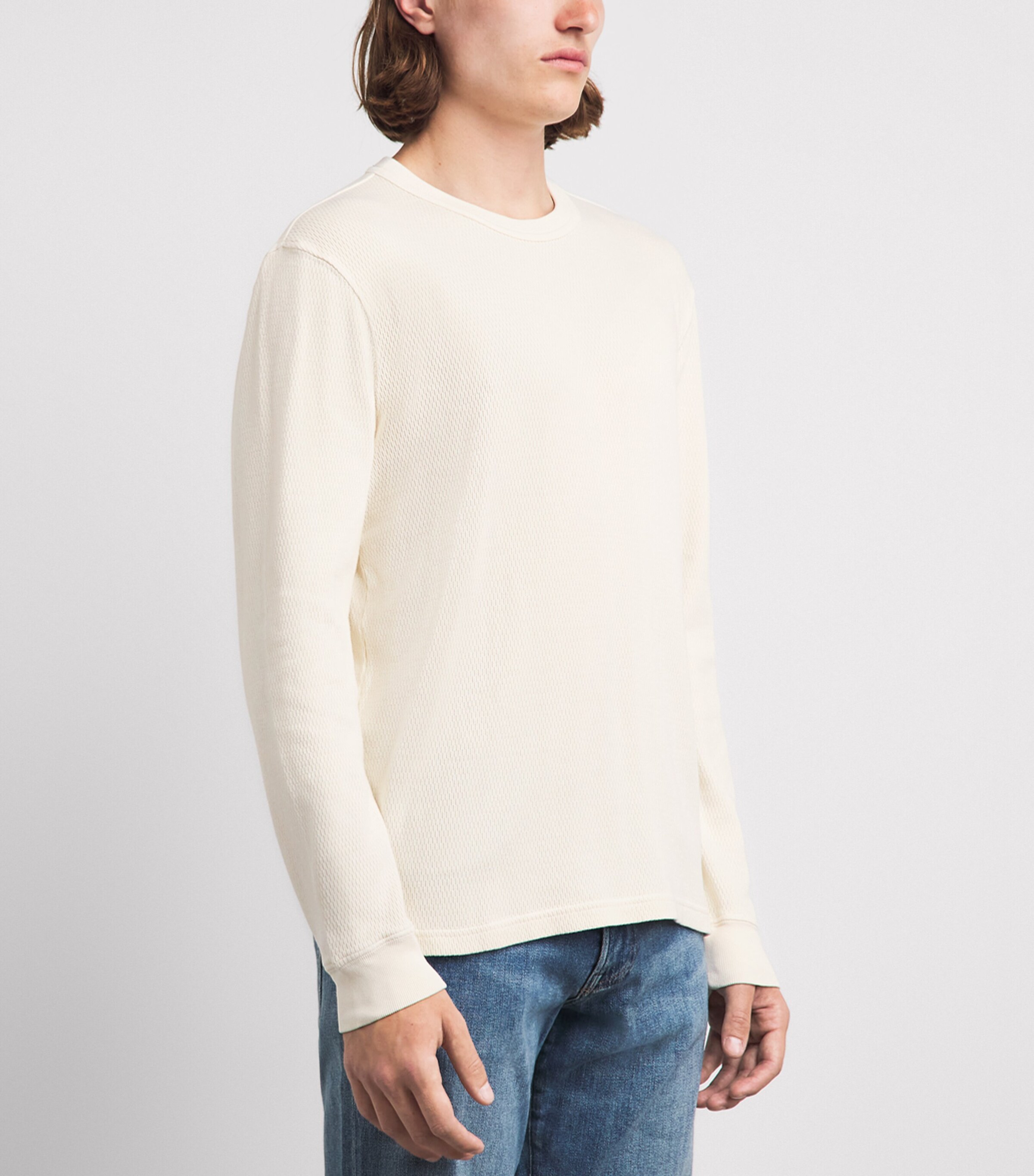Citizens of Humanity Mens Cotton Waffle-Stitch Sweater Plaster Image 4
