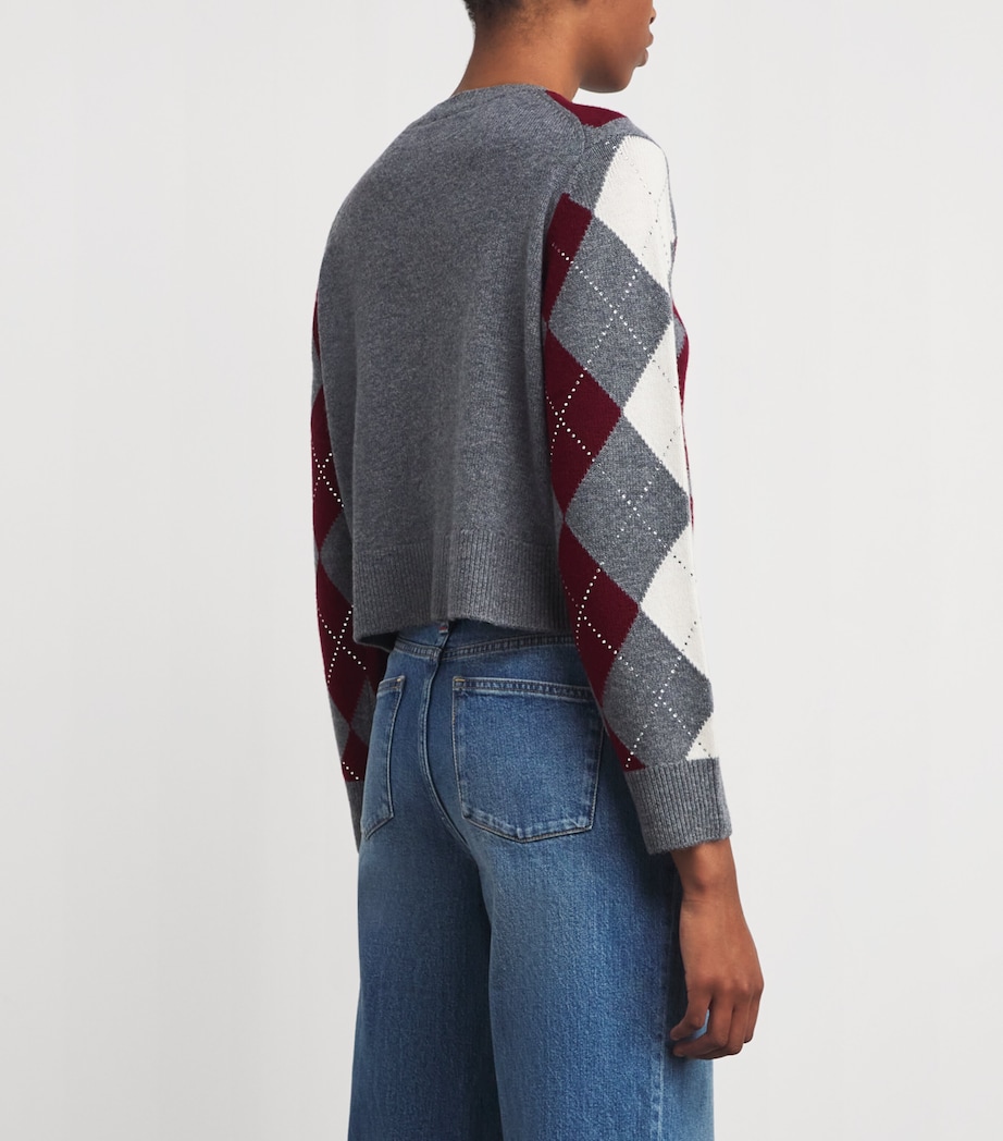 Wool Crystal-Embellished Sweater GRAY / BURGUNDY / Image 4