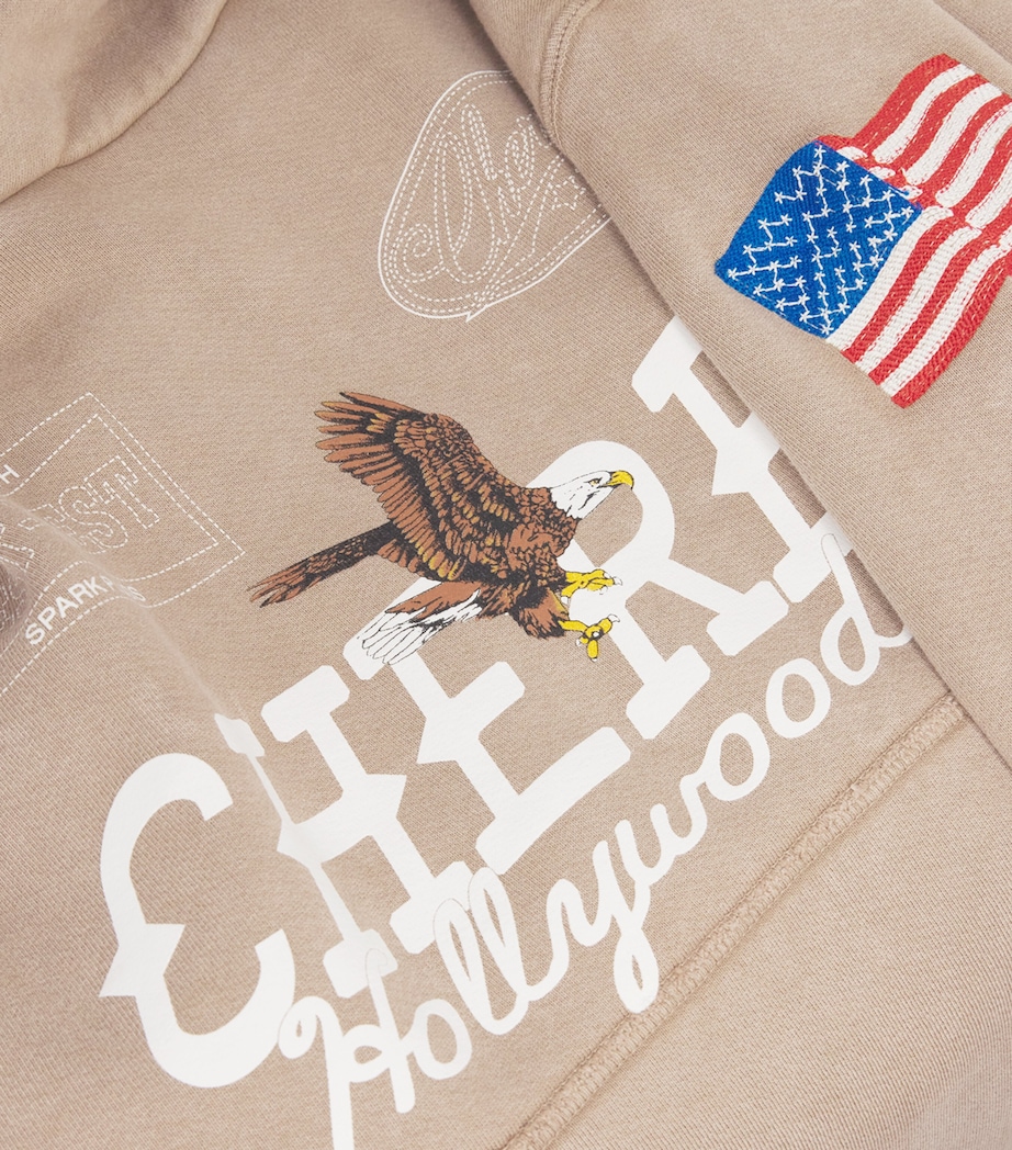 Cotton Logo Print Hollywood Hoodie TAN Image 5