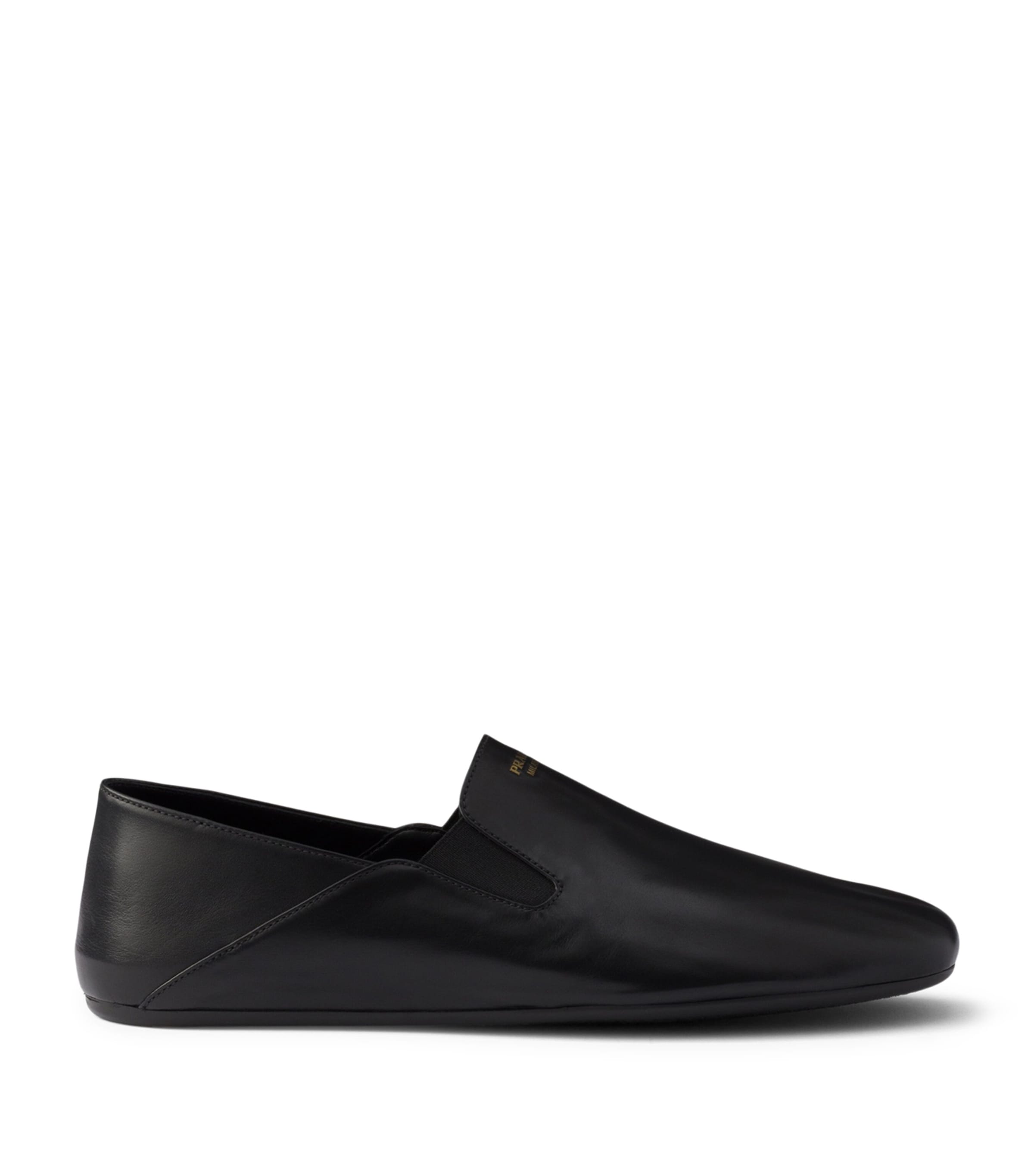 Prada Leather Logo Loafers Black Image 1