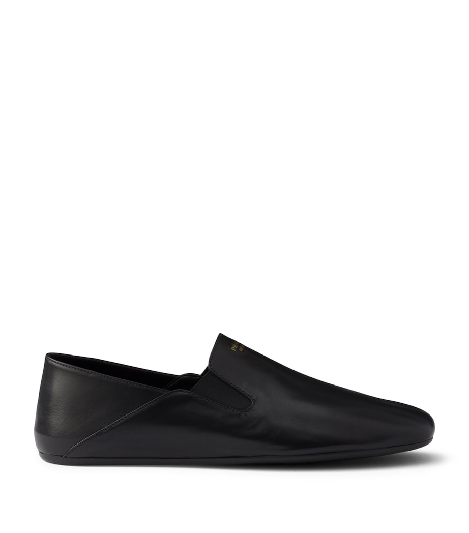 Prada Leather Logo Loafers Black Image 1