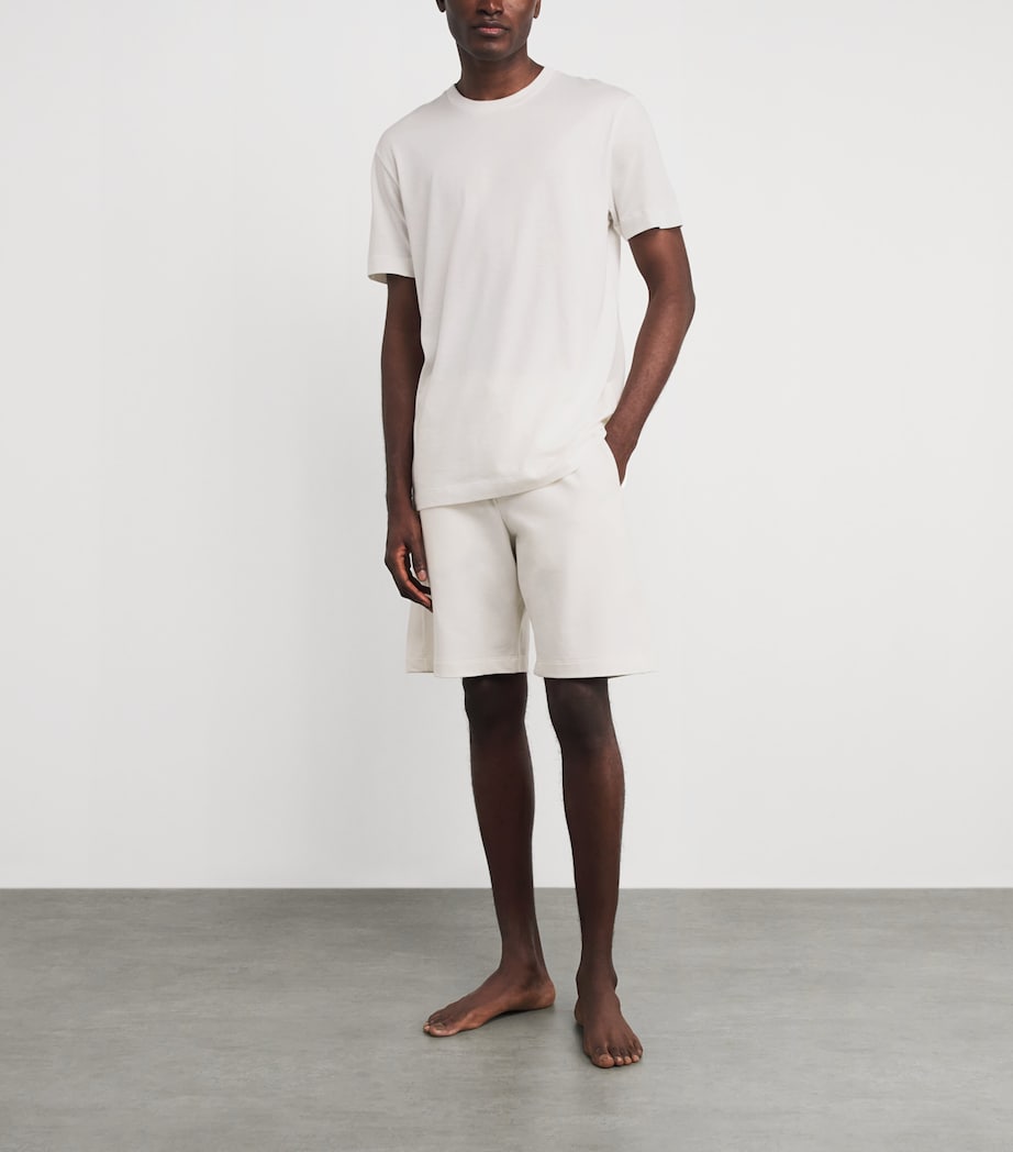 Hanro Mens Stretch-Cotton Natural Living Shorts Misty White Image 2