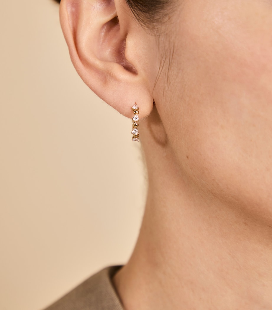 Yellow Gold-Plated Heart Cluster Single Hoop Earring GOLD Image 2