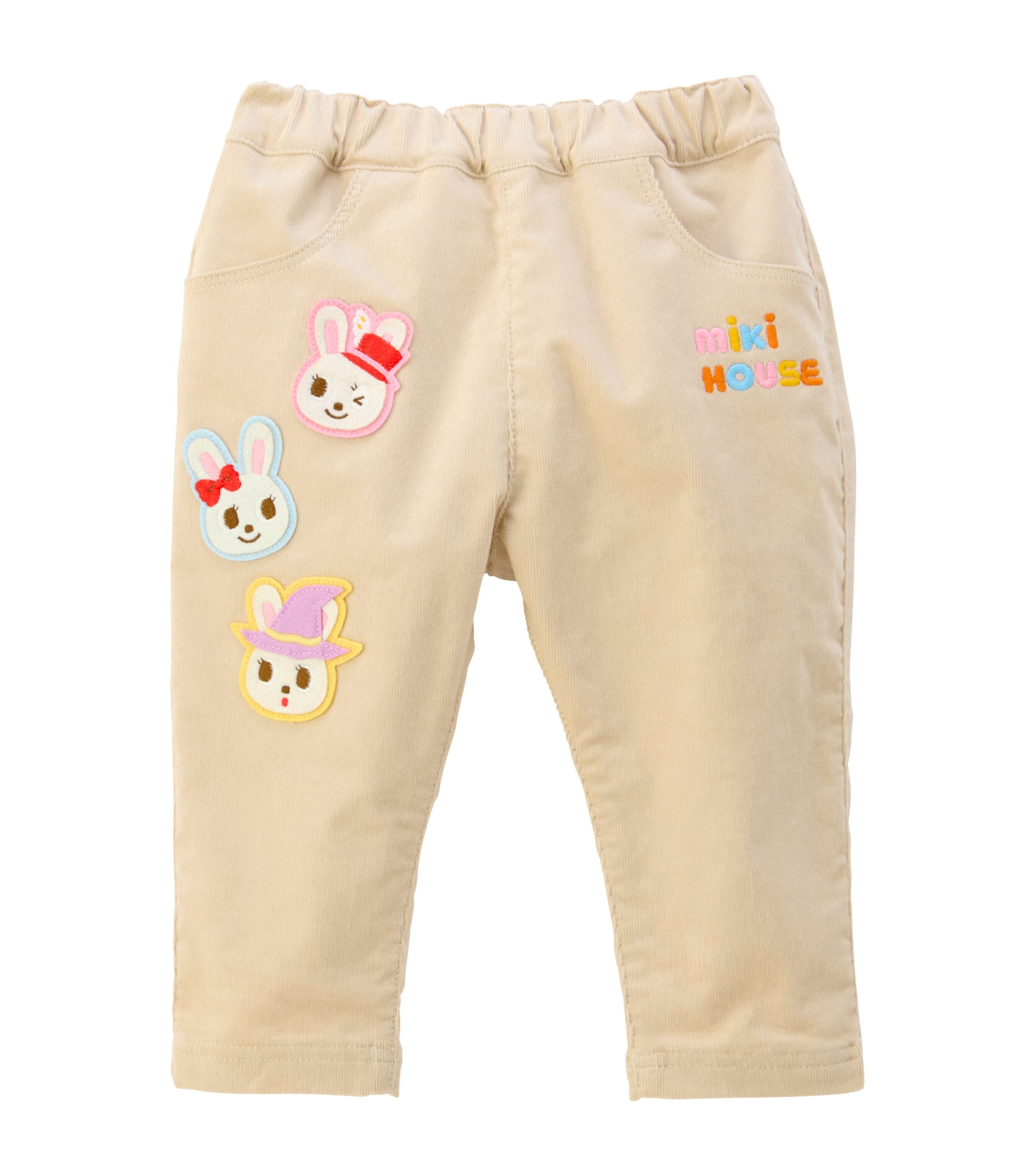 Miki House Cotton-blend Usako Logo Trousers In Neutral