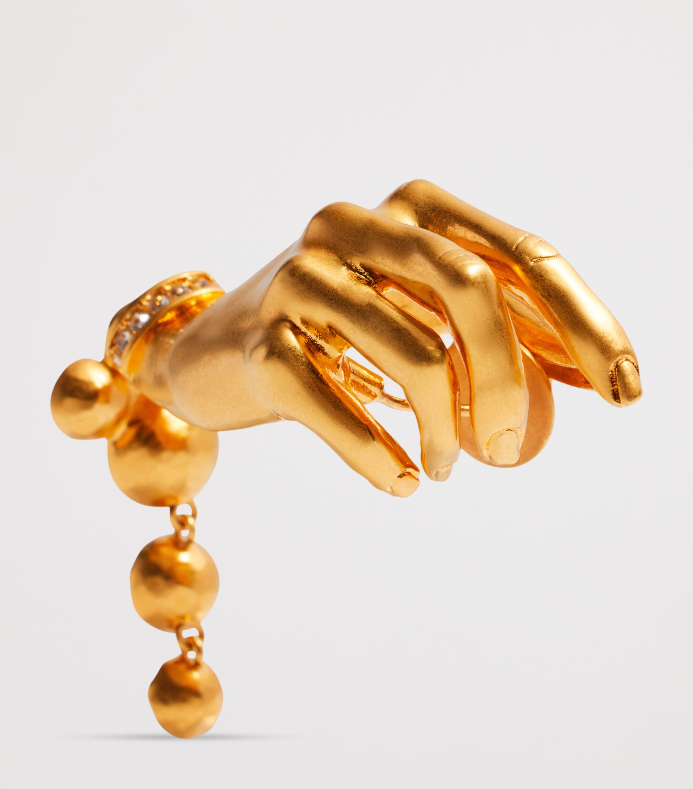 Schiaparelli Rhinestone-Embellished Hand Earrings Gold Image 3