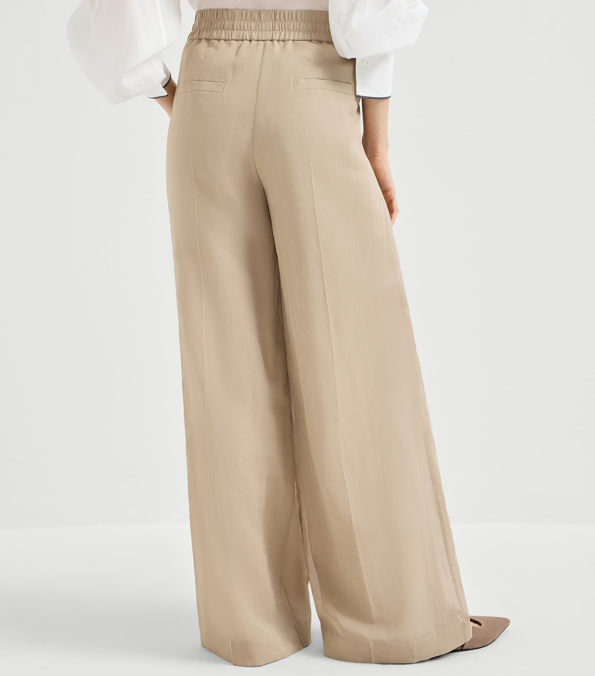 Brunello Cucinelli Womens Cotton Organza Wide-Leg Trousers Image 5