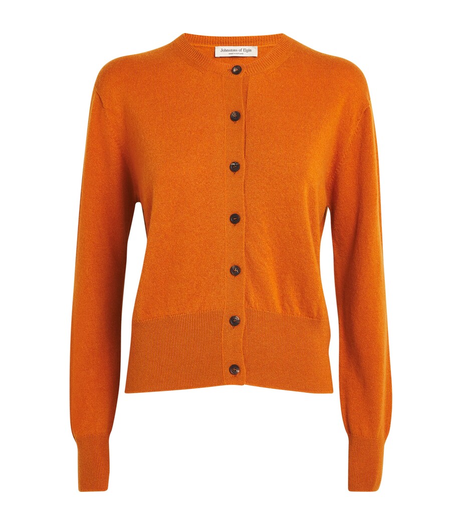 Johnstons Of Elgin Womens Cashmere Round-Neck Cardigan Burnt Orange Image 1