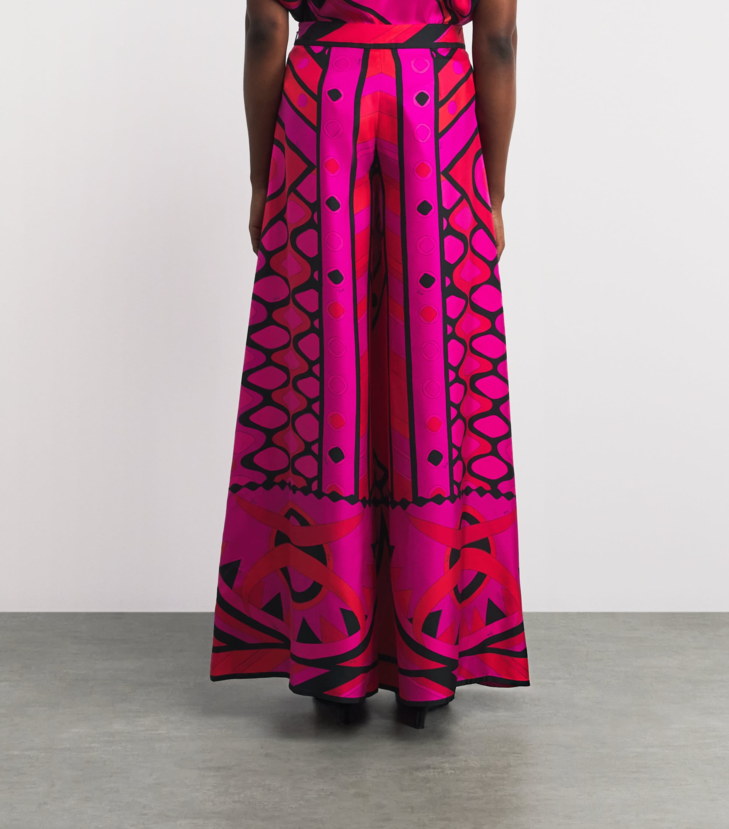 PUCCI Womens Silk Vivara Wide-Leg Trousers Fuchsia Image 5