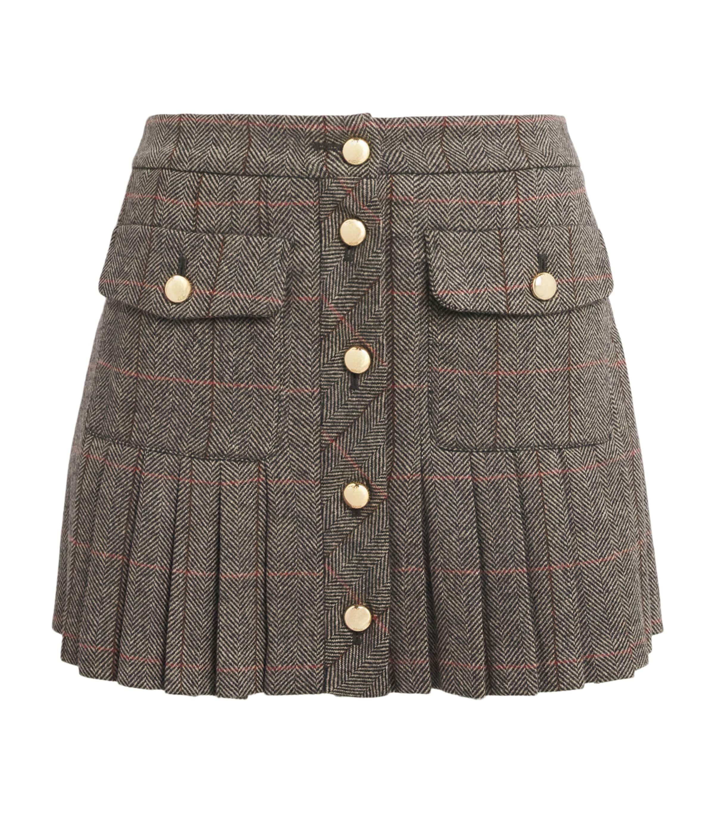 Maje Womens Wool-Blend Mini Skirt Brown Image 1