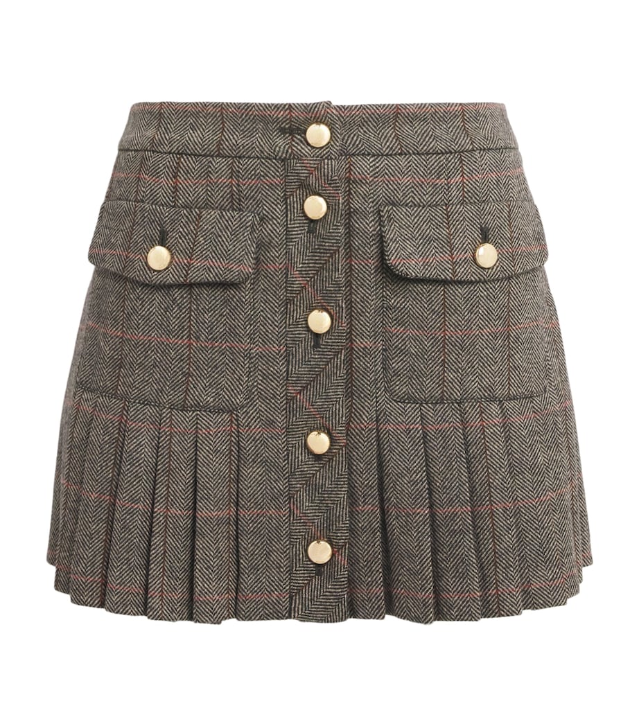 Maje Womens Wool-Blend Mini Skirt Brown Image 1