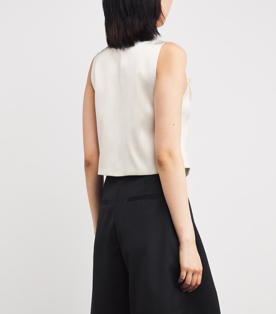 Satin Bow Crop Top ECRU Image 4