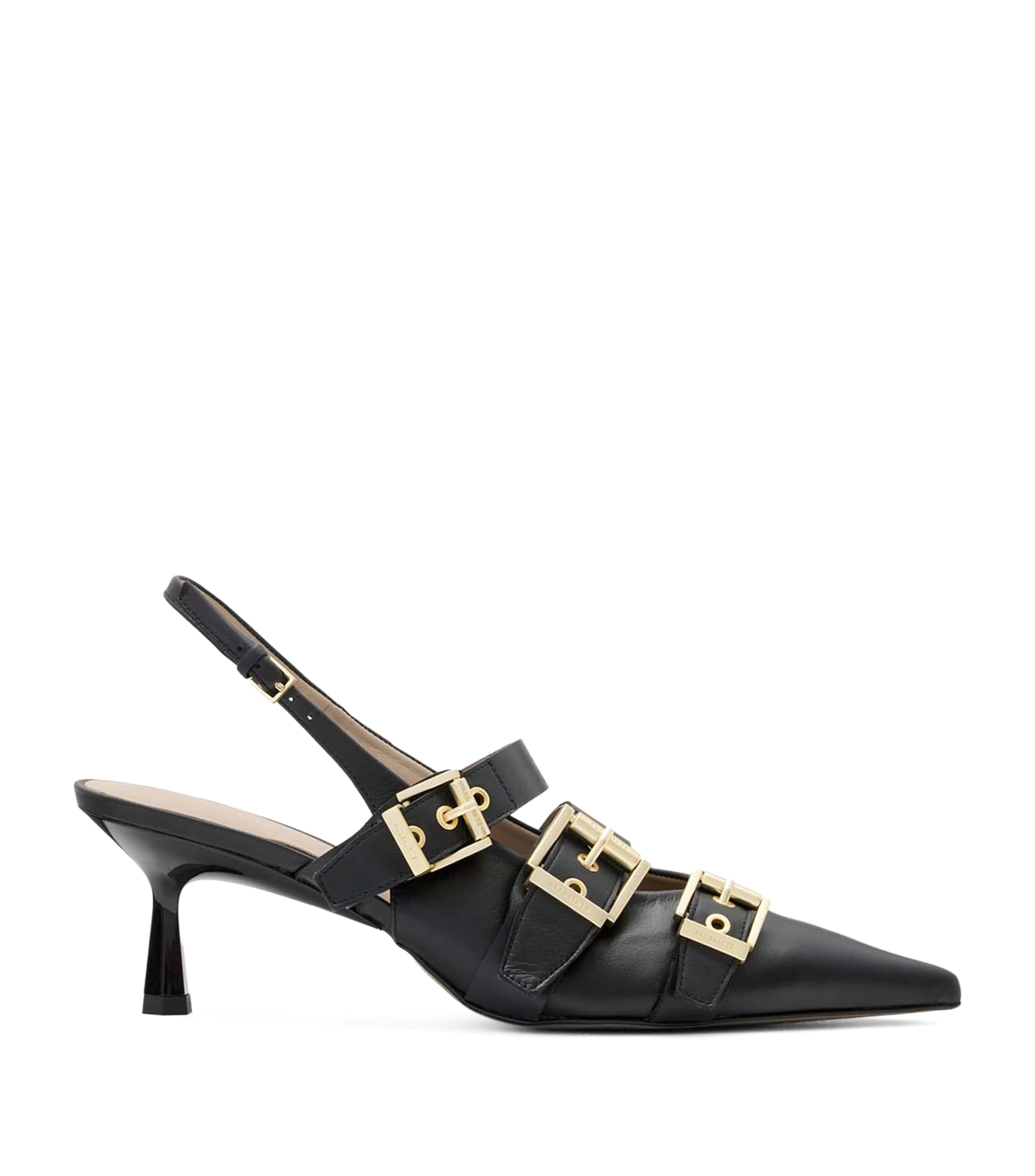 Shop Allsaints Leather Buckled Vivian Slingback Pumps 60 In Black