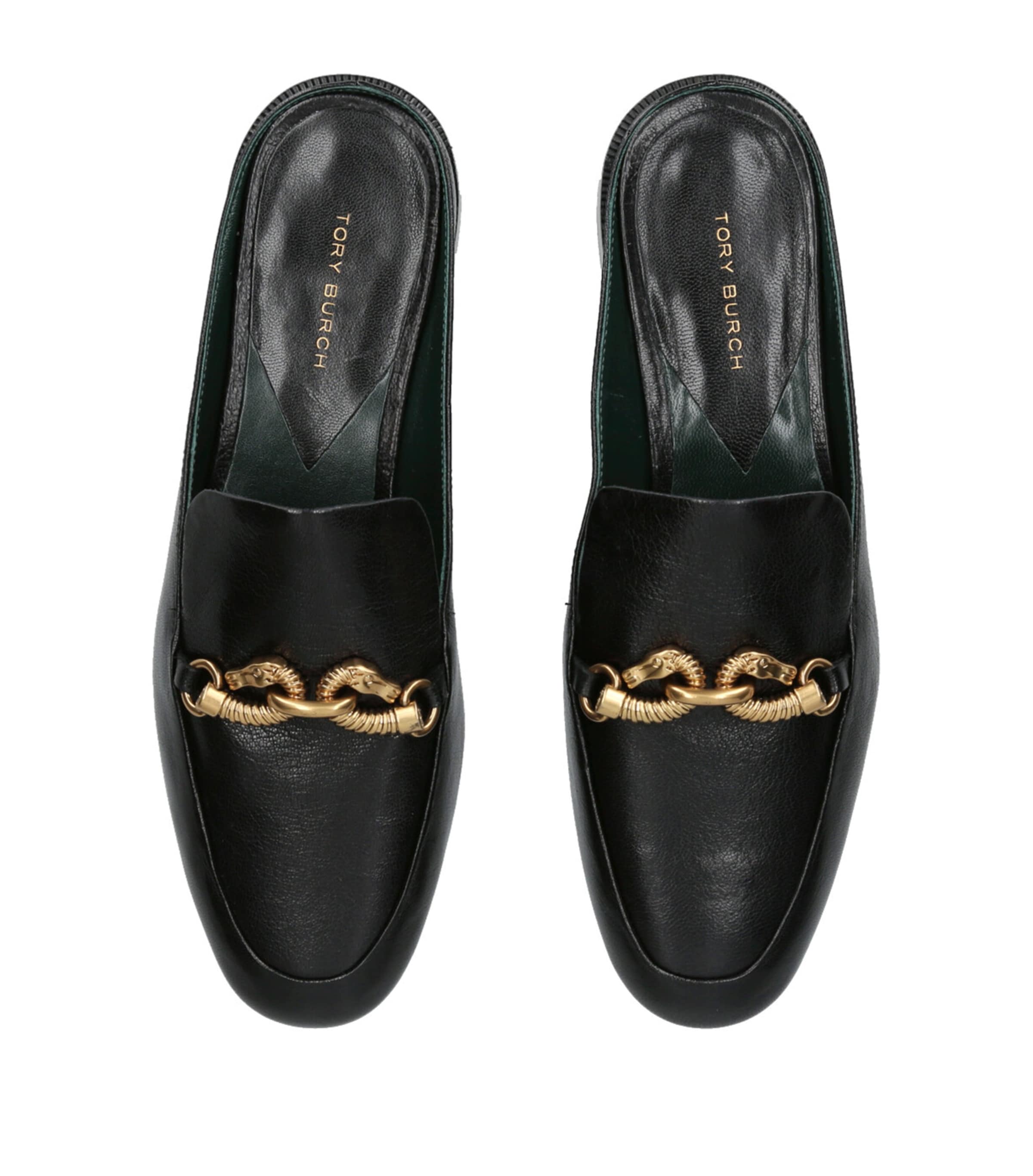 Tory Burch Black Leather Jessa Loafer Mules | Harrods US