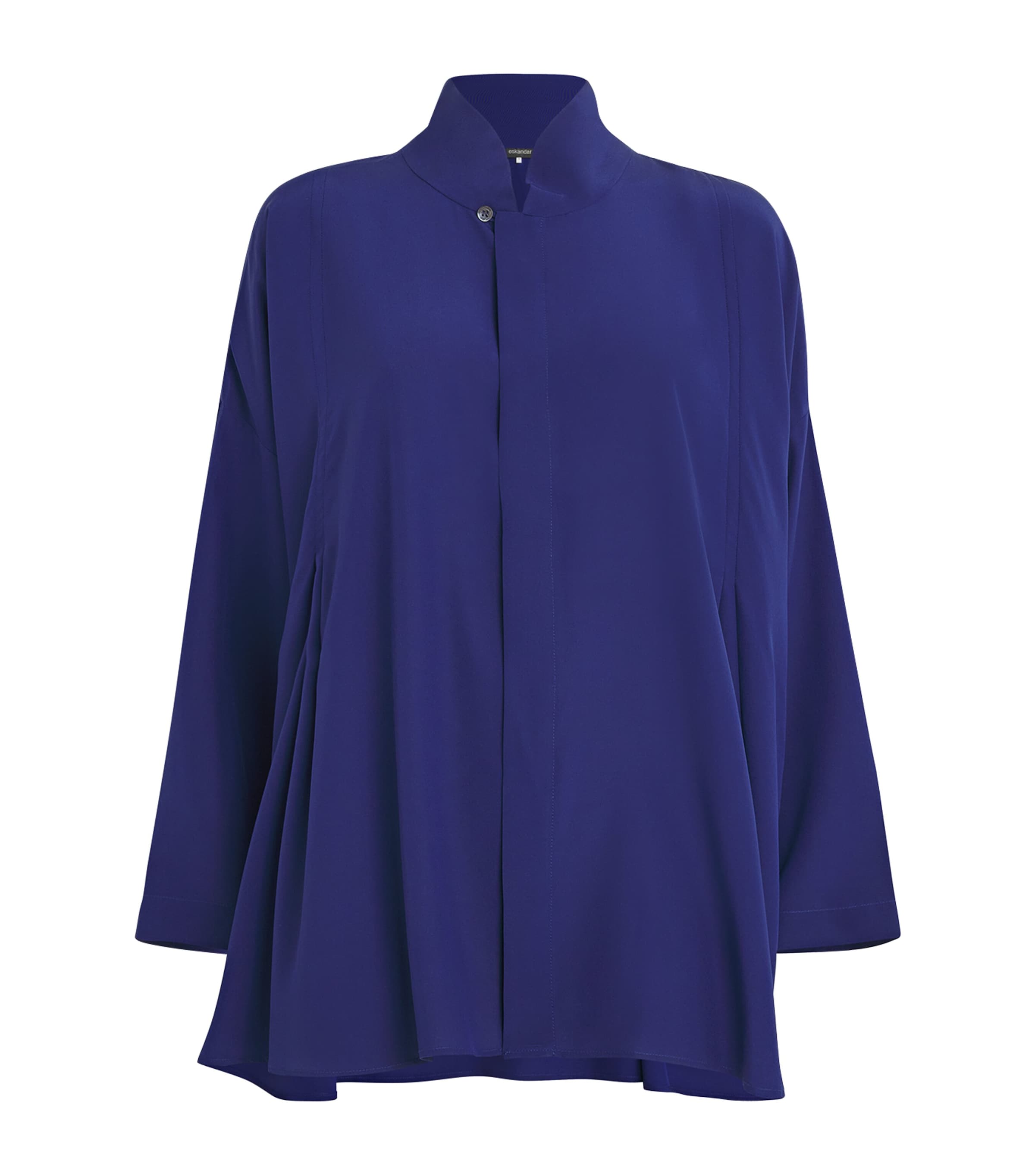 Eskandar Silk Swing Shirt In Blue