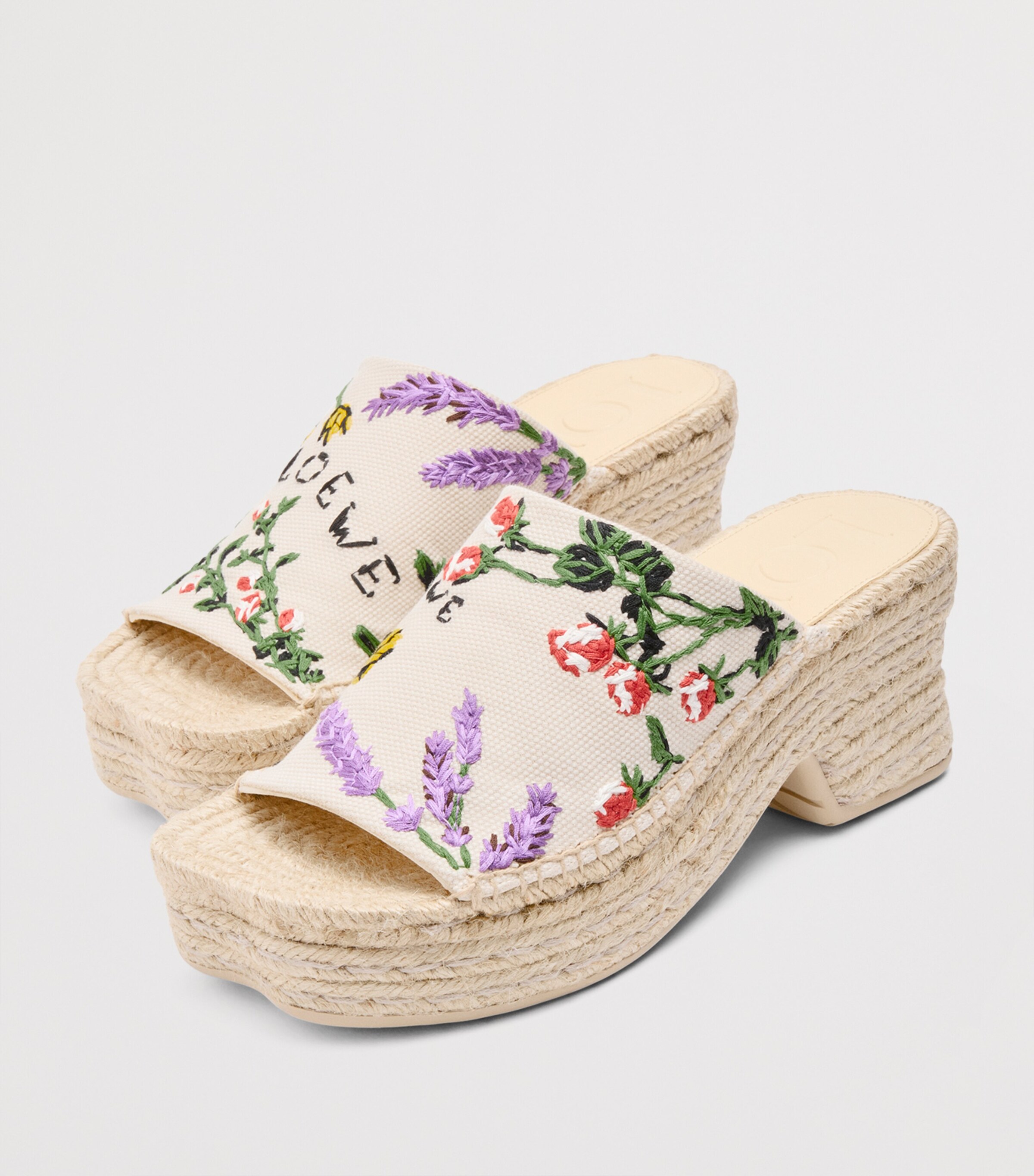 LOEWE x Paula's Ibiza Embroidered Espadrille Sandals 80 Cream/multicolor Image 3