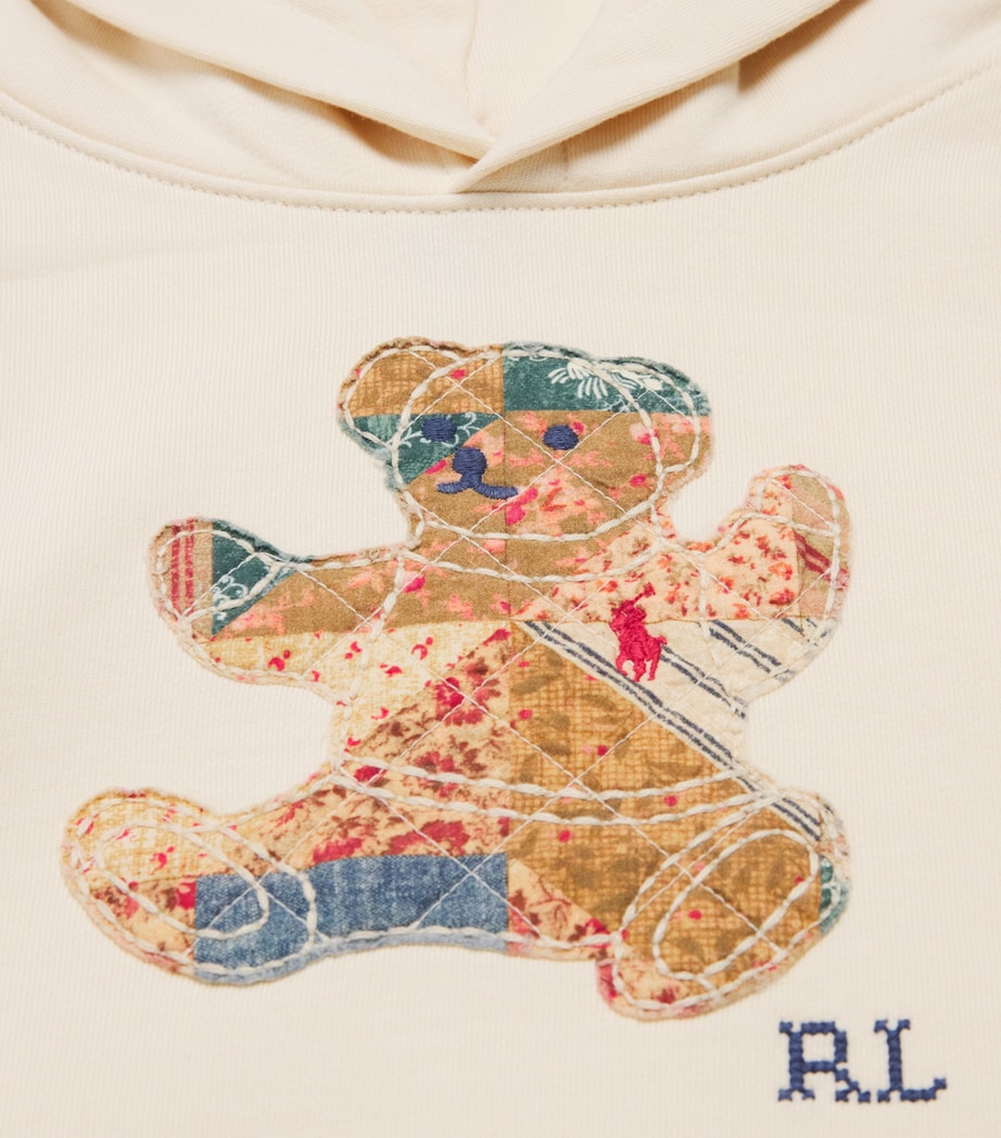 Ralph Lauren Kids Patchwork Polo Bear Hoodie (2-7 Years) Guide Cream Image 3