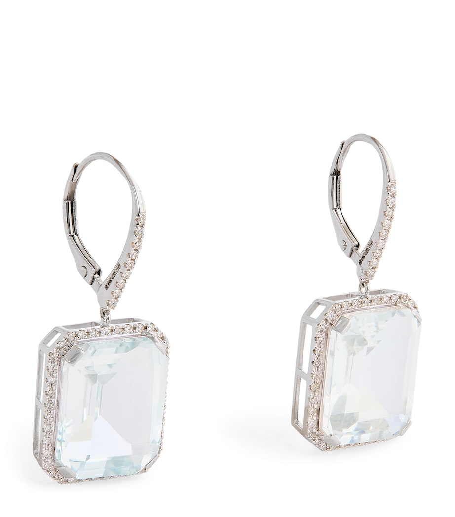 White Gold, Diamond and Topaz Boho Earrings WHITE GOLD Image 1