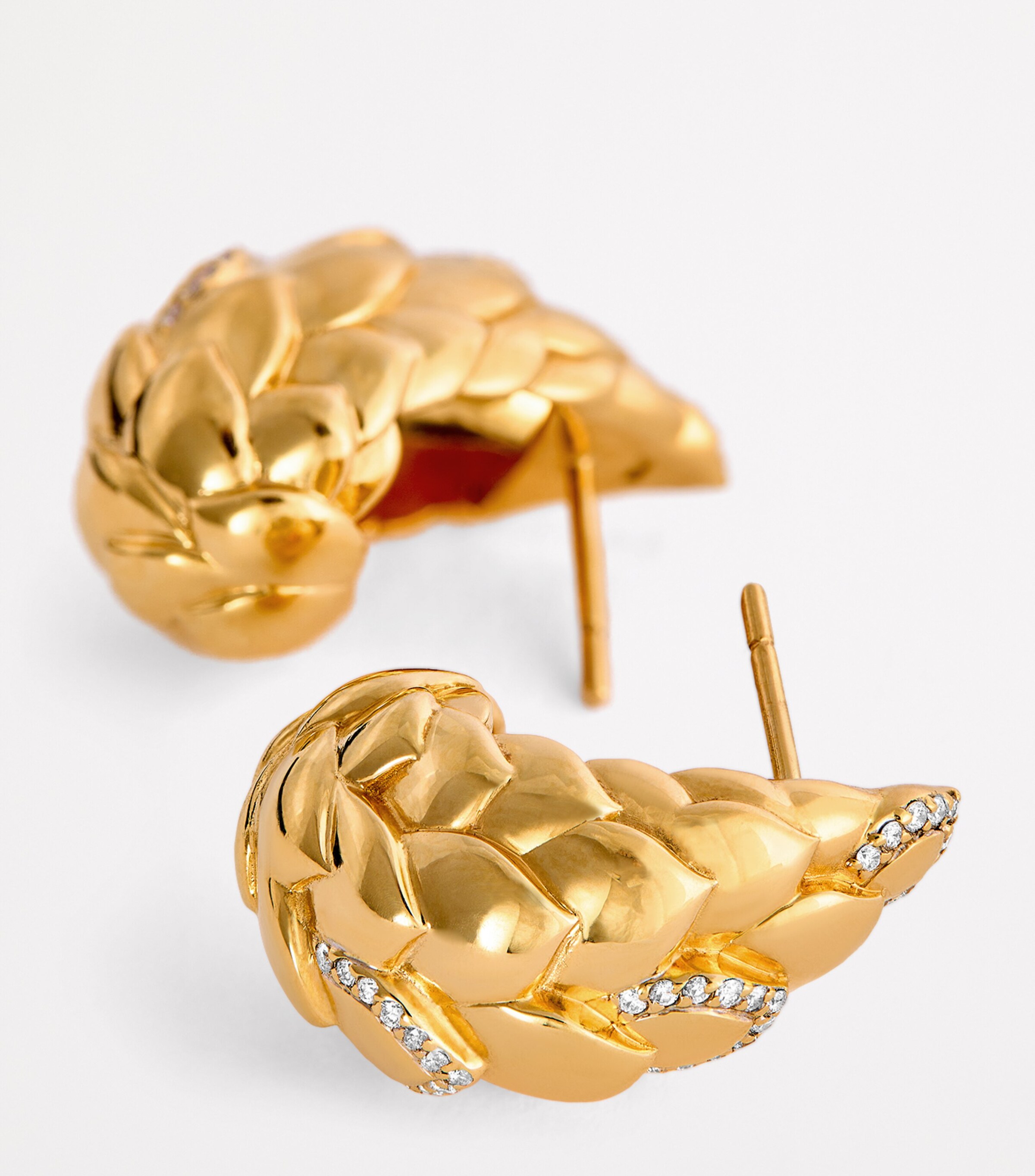 Nadine Aysoy Large Yellow Gold and Diamond Cobra Curved Earrings Yellow Gold Image 6